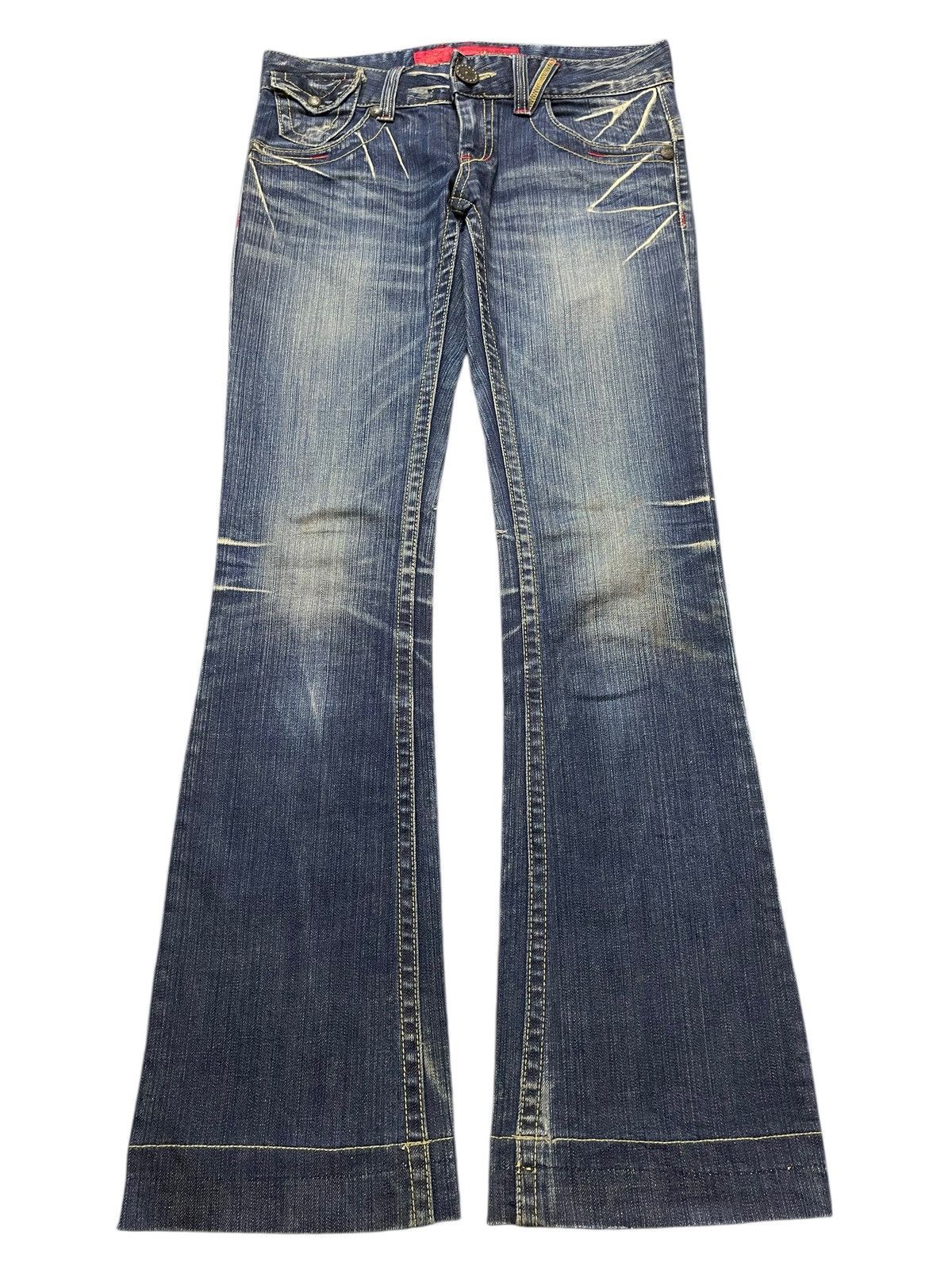Who Decides War Vintage Japanese Brand Faded Wash Clawmark Flared Jeans Size US 31 - 1 Thumbnail