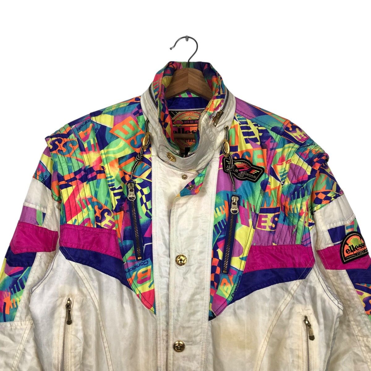 Japanese Brand 📌Vintage Cropped Ski Bomber Jacket Ellesse Multi Colour Size US M / EU 48-50 / 2 - 4 Thumbnail