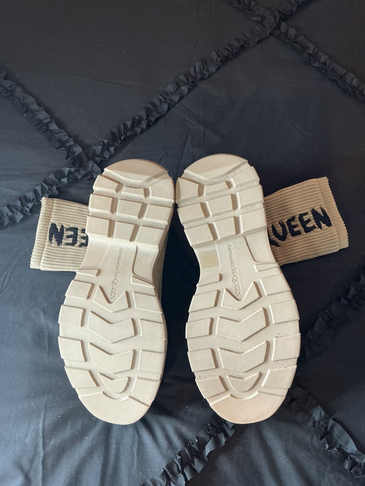 Alexander McQueen Alexander McQueen Tread Slick Sock Boots — Beige/Black Logo Size US 12 / EU 45 - 6 Thumbnail