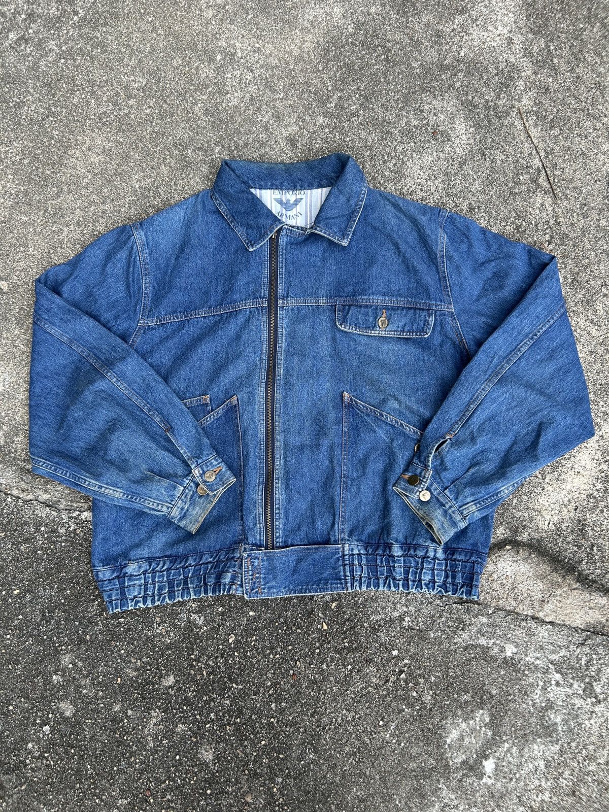 Vintage 80s-90s Emporio Armani Denim Bomber Jacket
