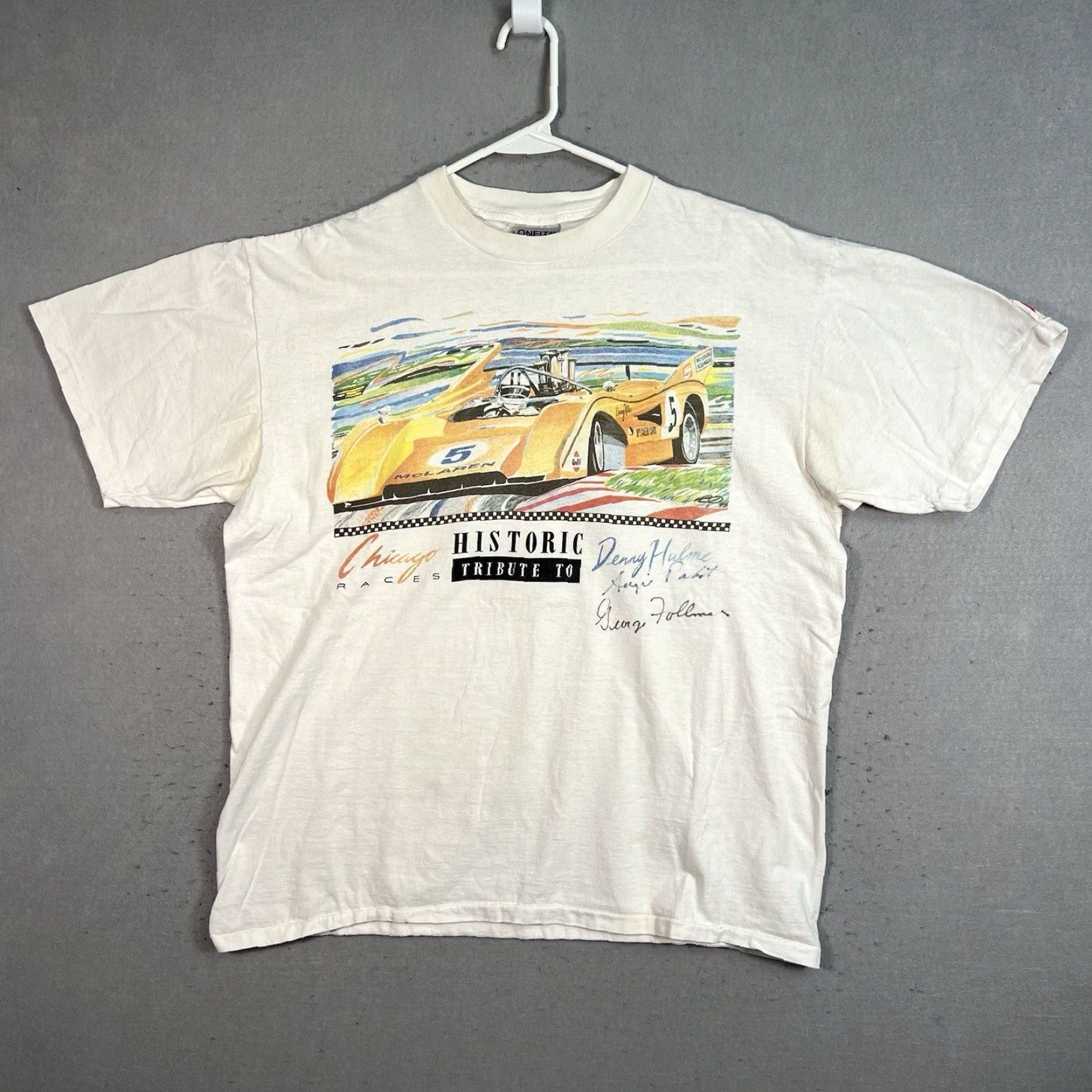 Vintage VINTAGE McLAREN M20 Denny Hulme Historic Racing T Shirt Adult XL White Mens Size US XL / EU 56 / 4 - 2 Thumbnail