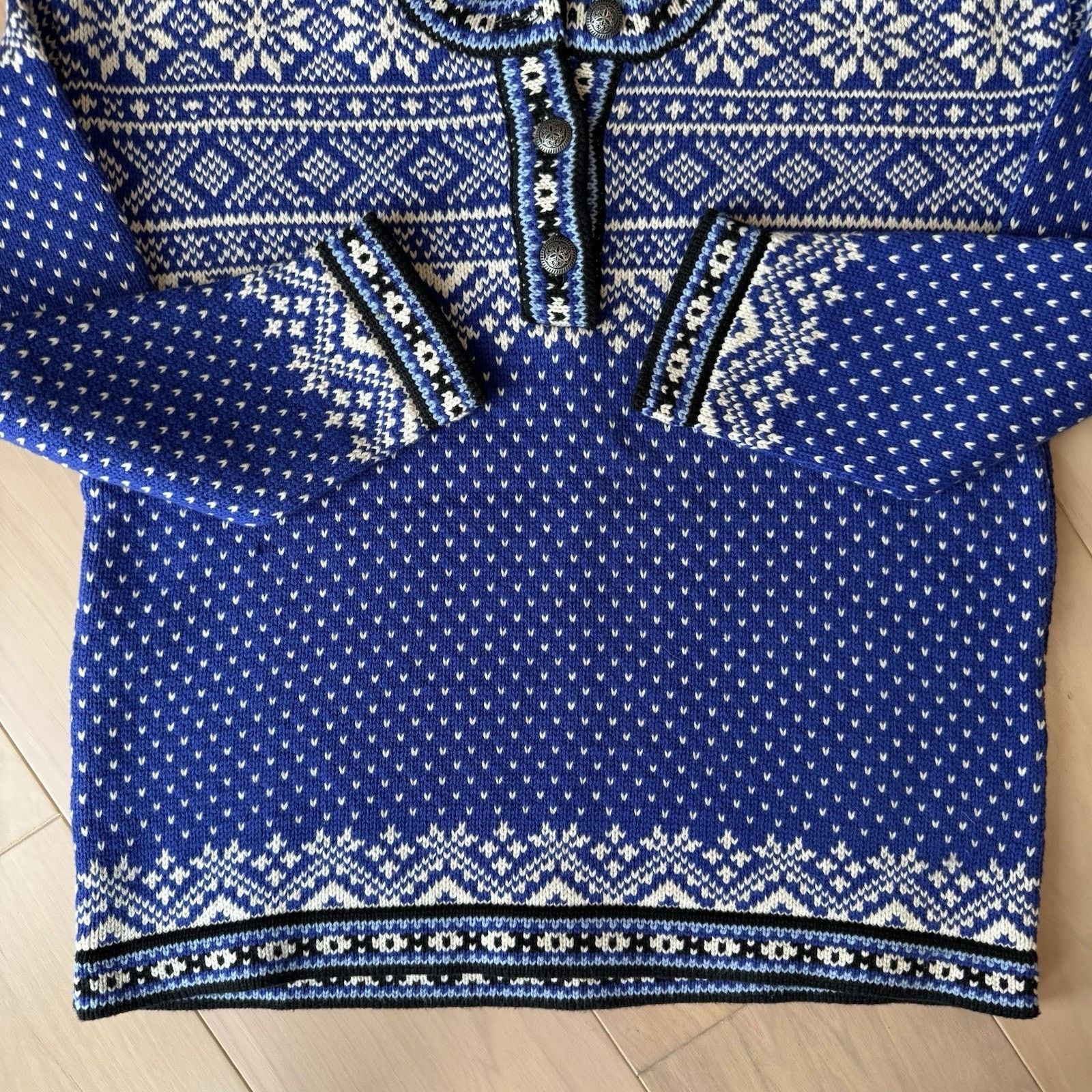 L.L. Bean Vintage LL Bean Nordic Sweater Women's Small Blue Cotton Size S / US 4 / IT 40 - 5 Thumbnail