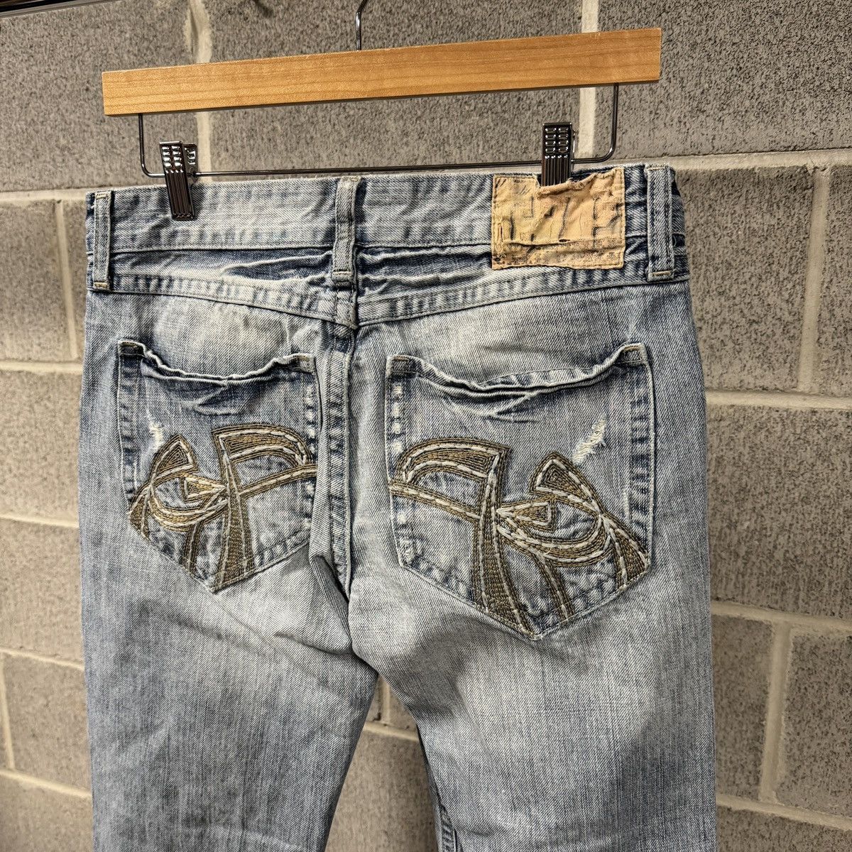 Vintage Y2K Baggy Embroidered Distressed Faded Jeans ERD Grunge Size US 30 / EU 46 - 7 Thumbnail