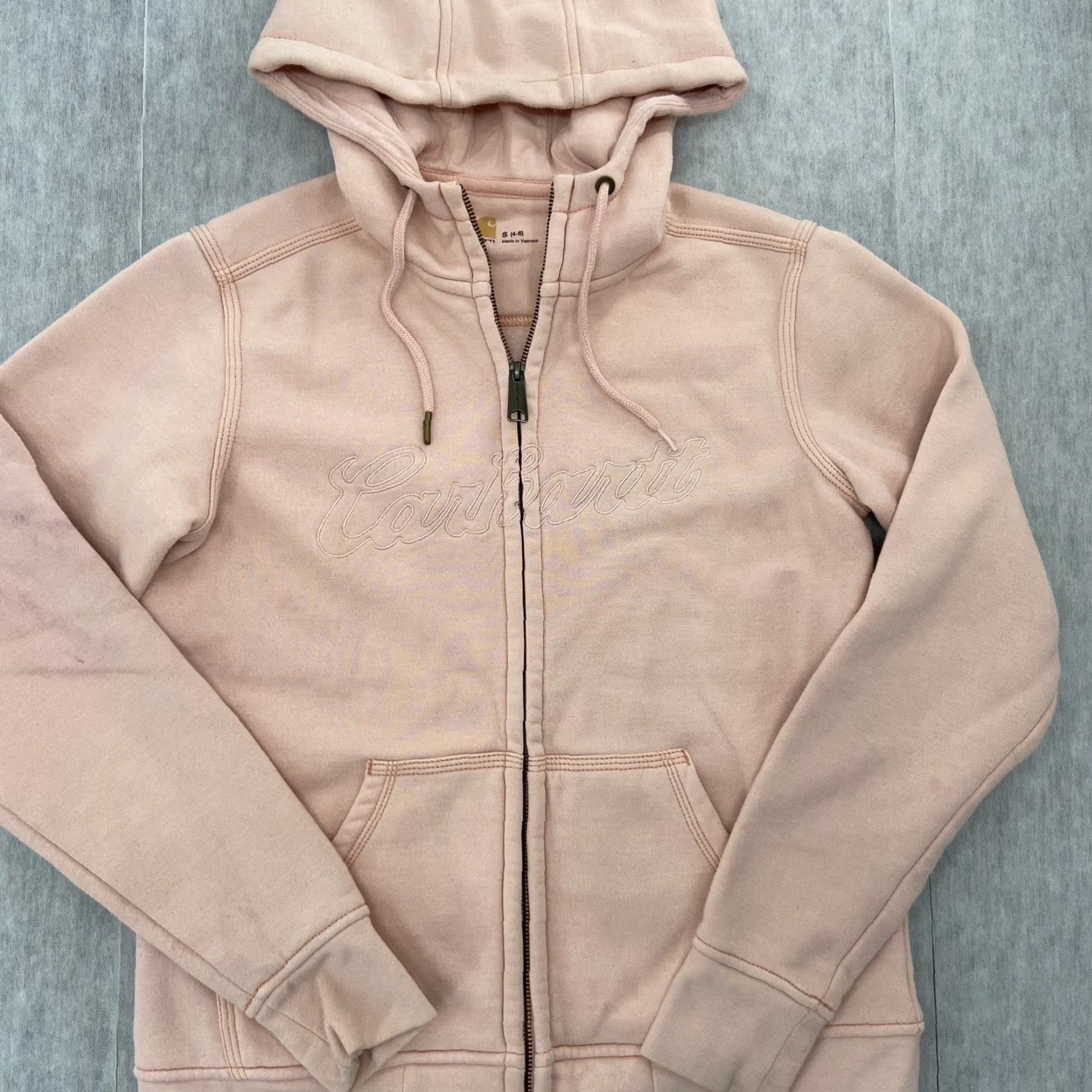 Carhartt CARHARTT Hoodie Womens Small Pink Full Zip Sweatshirt Logo Activewear 4-6 Size S / US 4 / IT 40 - 5 Thumbnail