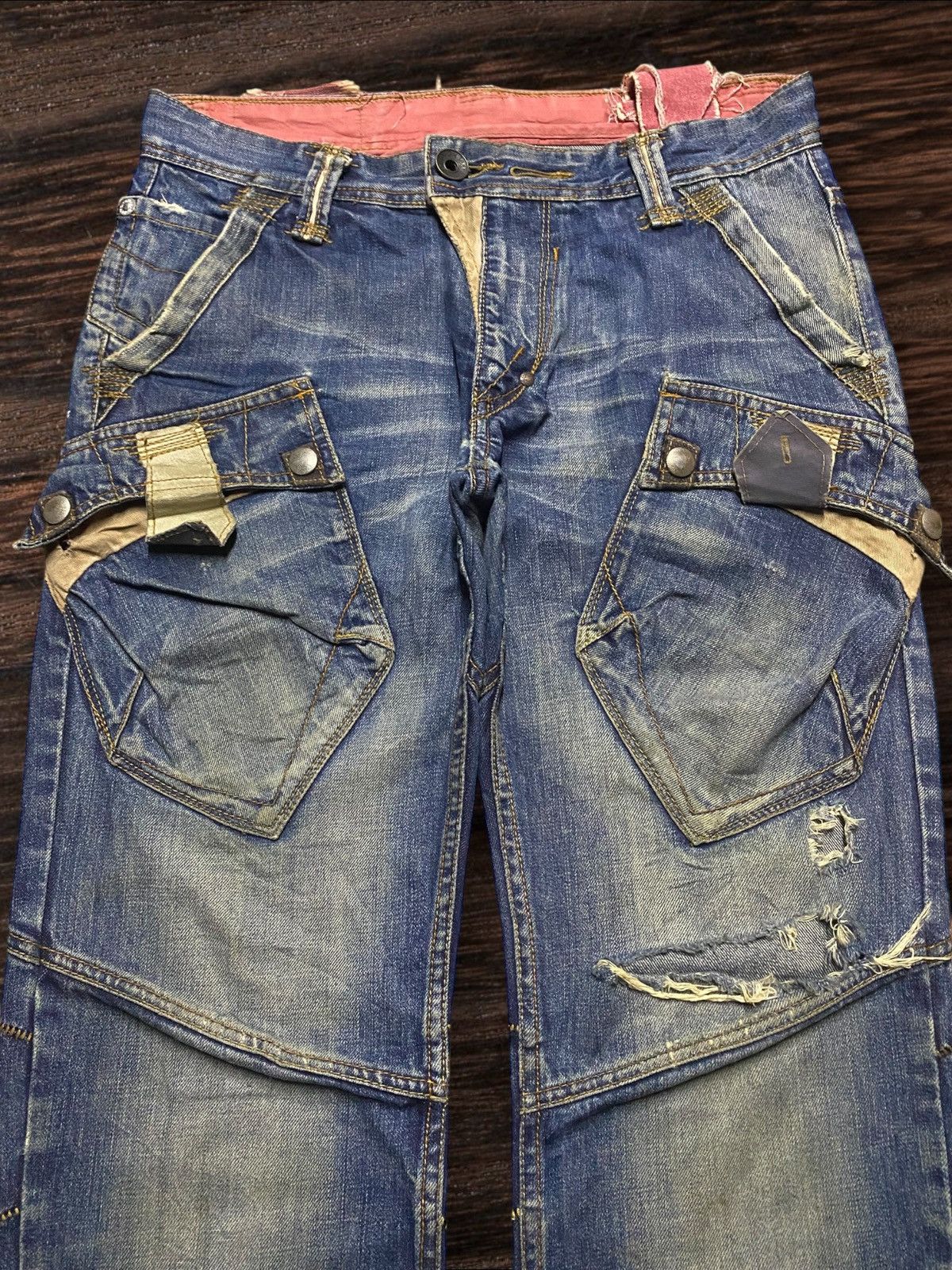 If Six Was Nine 💥Though Jeansmith Jackson Cargo Sick Punk Porcket Arc Jeans Size US 34 / EU 50 - 3 Thumbnail