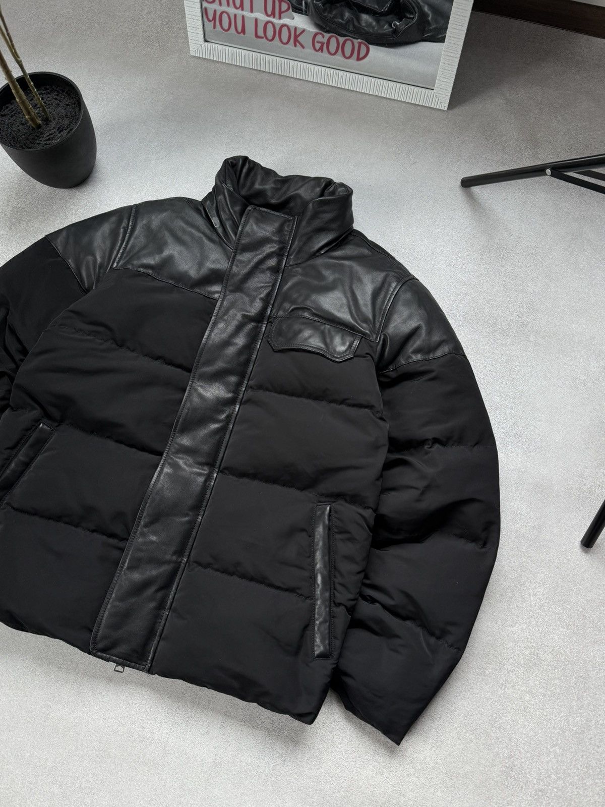Allsaints AllSaints Black Puffer Jacket Men’s Leather Panel Quilted Size US S / EU 44-46 / 1 - 4 Thumbnail