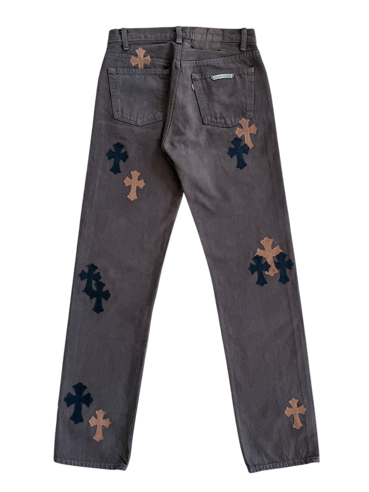Chrome Hearts × Levi's OFFSET Personal Chrome Hearts Brown Levi’s Cross Patch Jeans Size US 29 - 3 Thumbnail