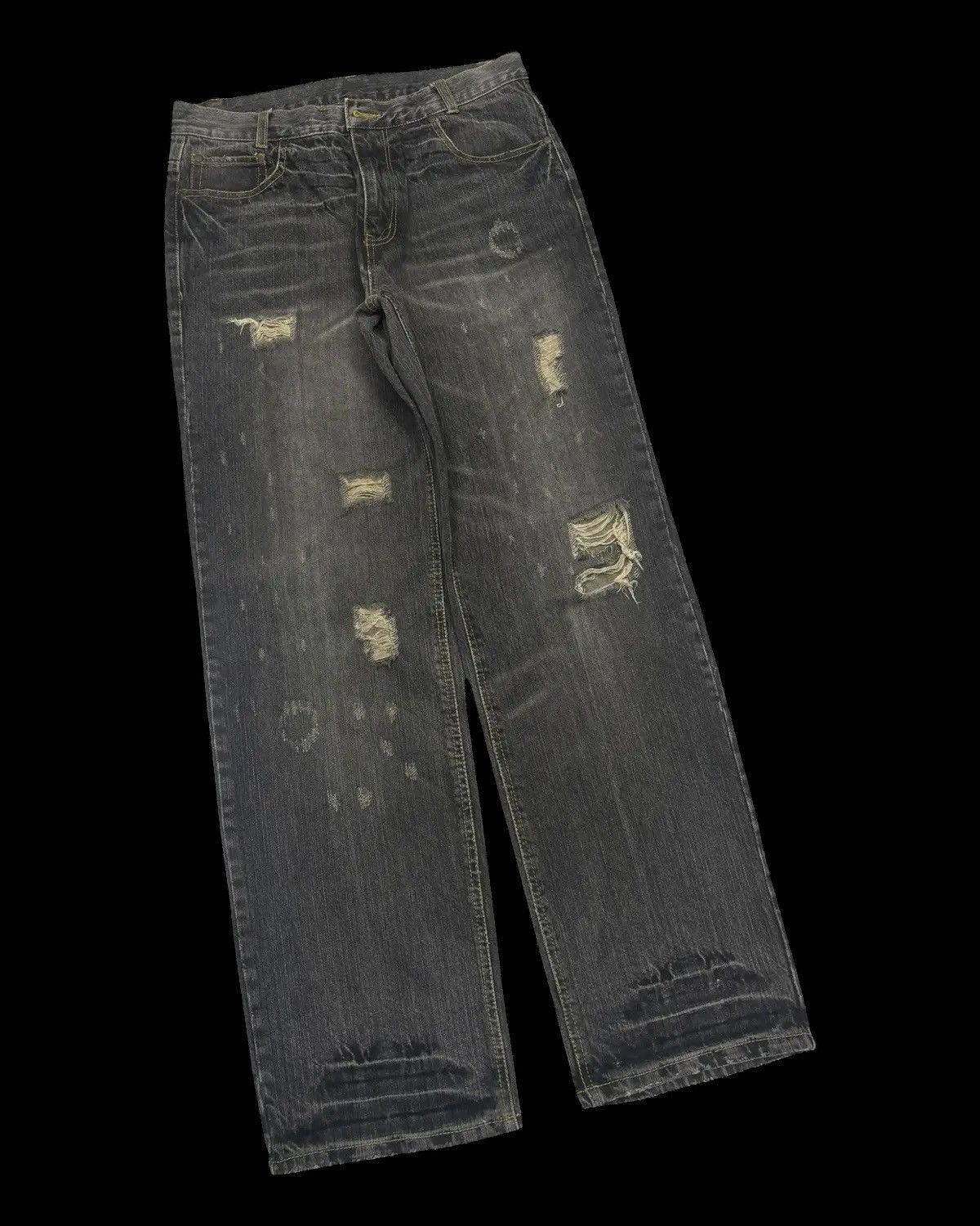 If Six Was Nine × JNCO × Le Grande Bleu (L.G.B.) 💥INSANE 90s BAGGY JEANS ROUGHNESS TROOP Ripped Baggy Denim Size US 30 / EU 46 - 5 Thumbnail
