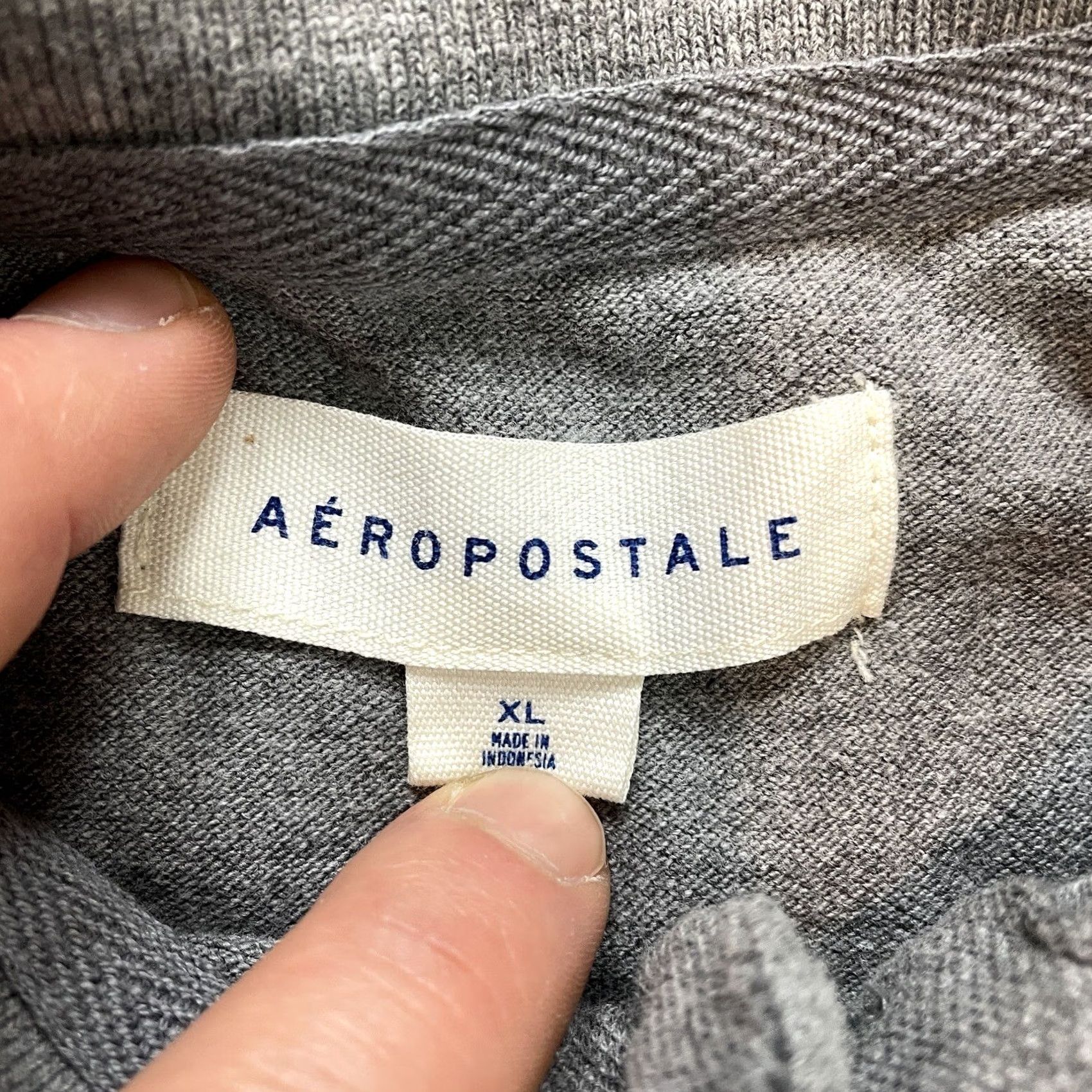 Vintage VINTAGE Aeropostale Polo Shirt Mens XL Gray Golf Rugby Preppy Chest Logo Collared Cotton Shirt Short Sleeve 27 in Blue 44 in Chest Mens Size US XL / EU 56 / 4 - 3 Thumbnail
