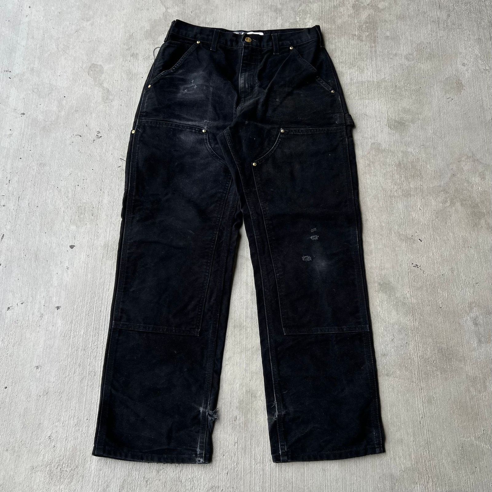 Carhartt × Vintage Carhartt faded black double knee work wear carpenter pants Size US 29 - 1 Thumbnail