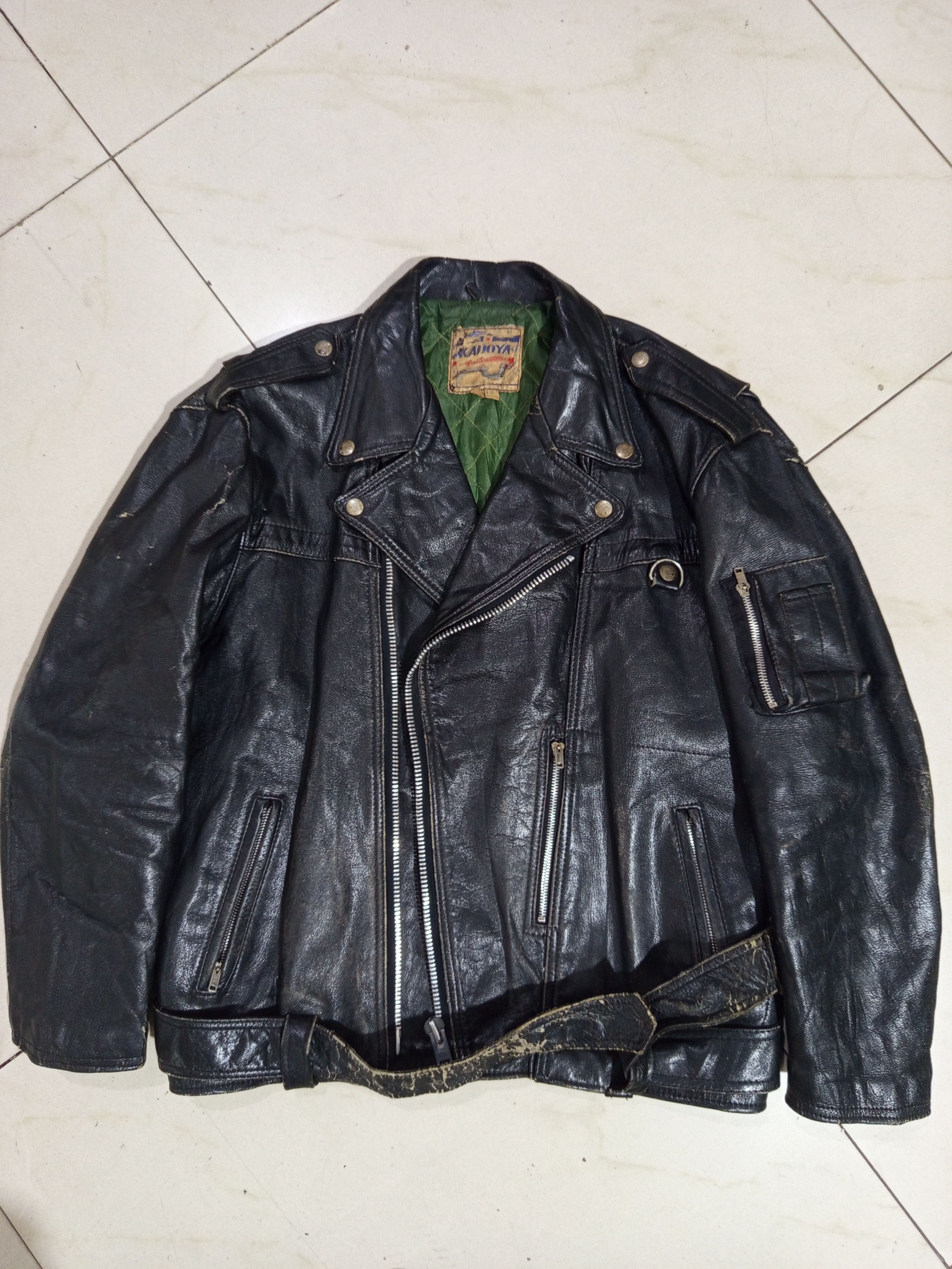 Japanese Brand Kadoya Leather Jacket 80s Size US XL / EU 56 / 4 - 4 Thumbnail