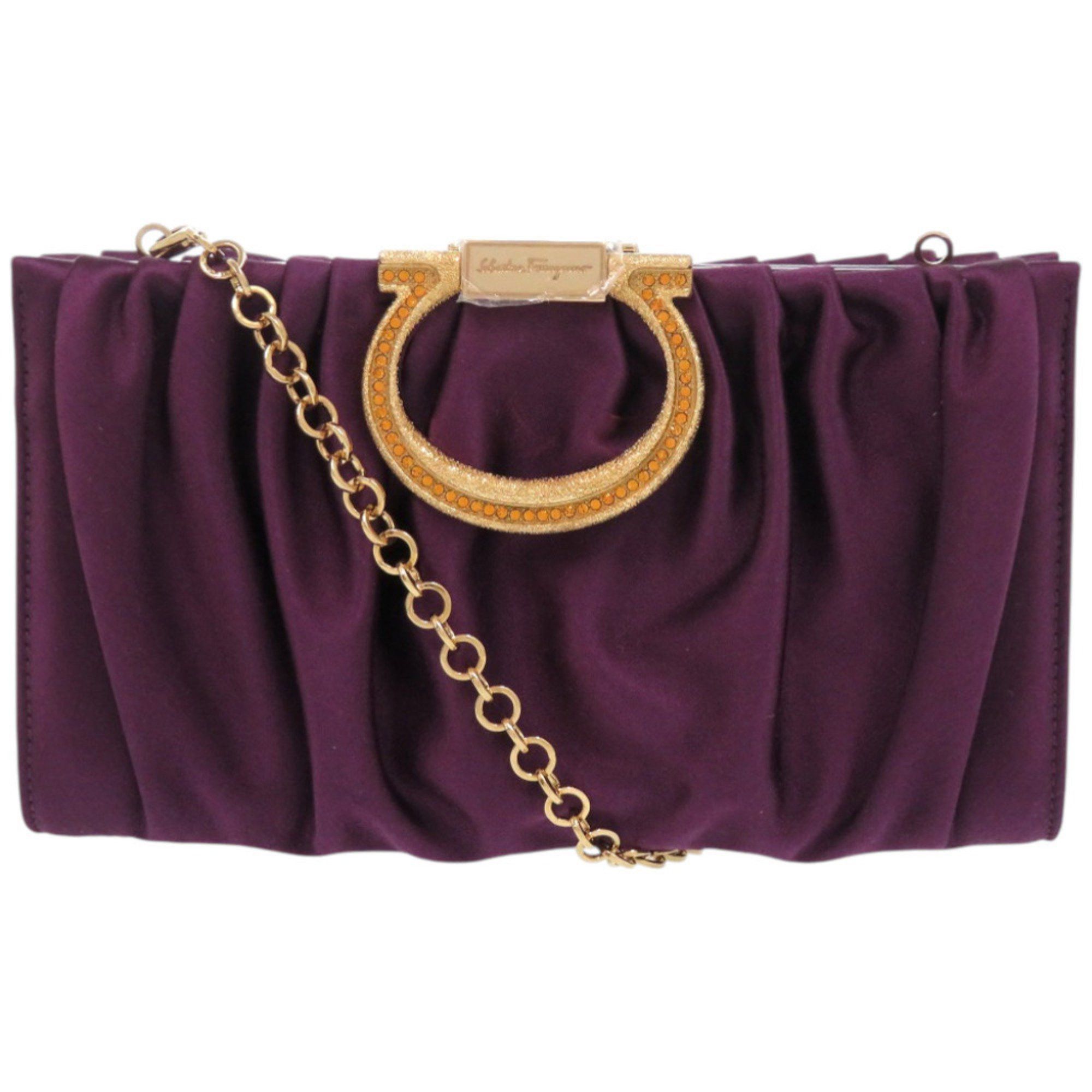 Salvatore Ferragamo Like new Salvatore Ferragamo Gancini E0 21 B912 satin purple clutch bag 0467 Size ONE SIZE - 1 Thumbnail