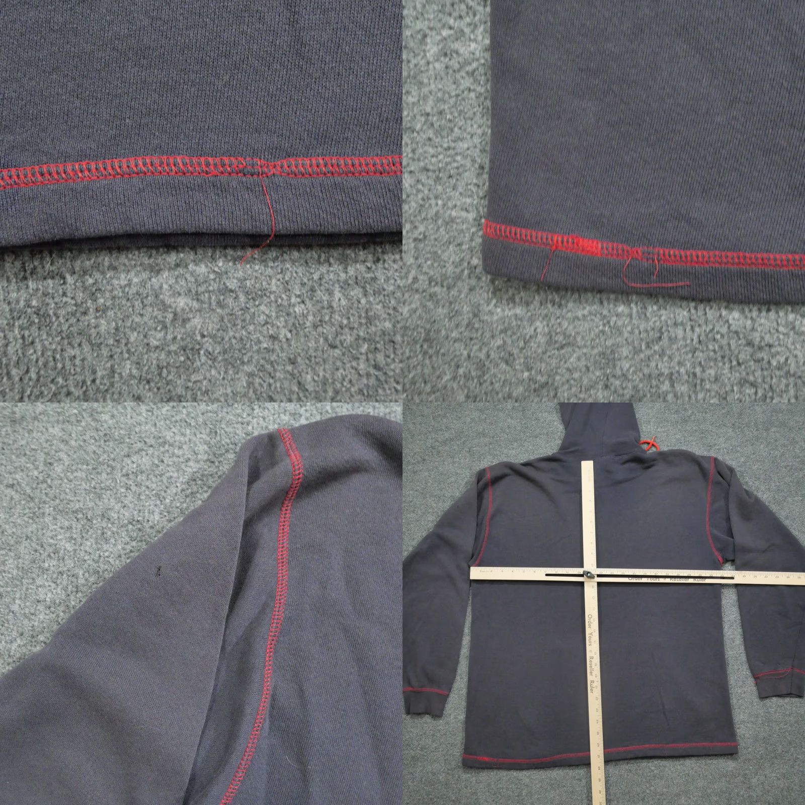 Vintage VINTAGE Hoodie Adult Large Blue Red Contrast Stitch Distressed Grunge Mens Size US L / EU 52-54 / 3 - 9 Thumbnail