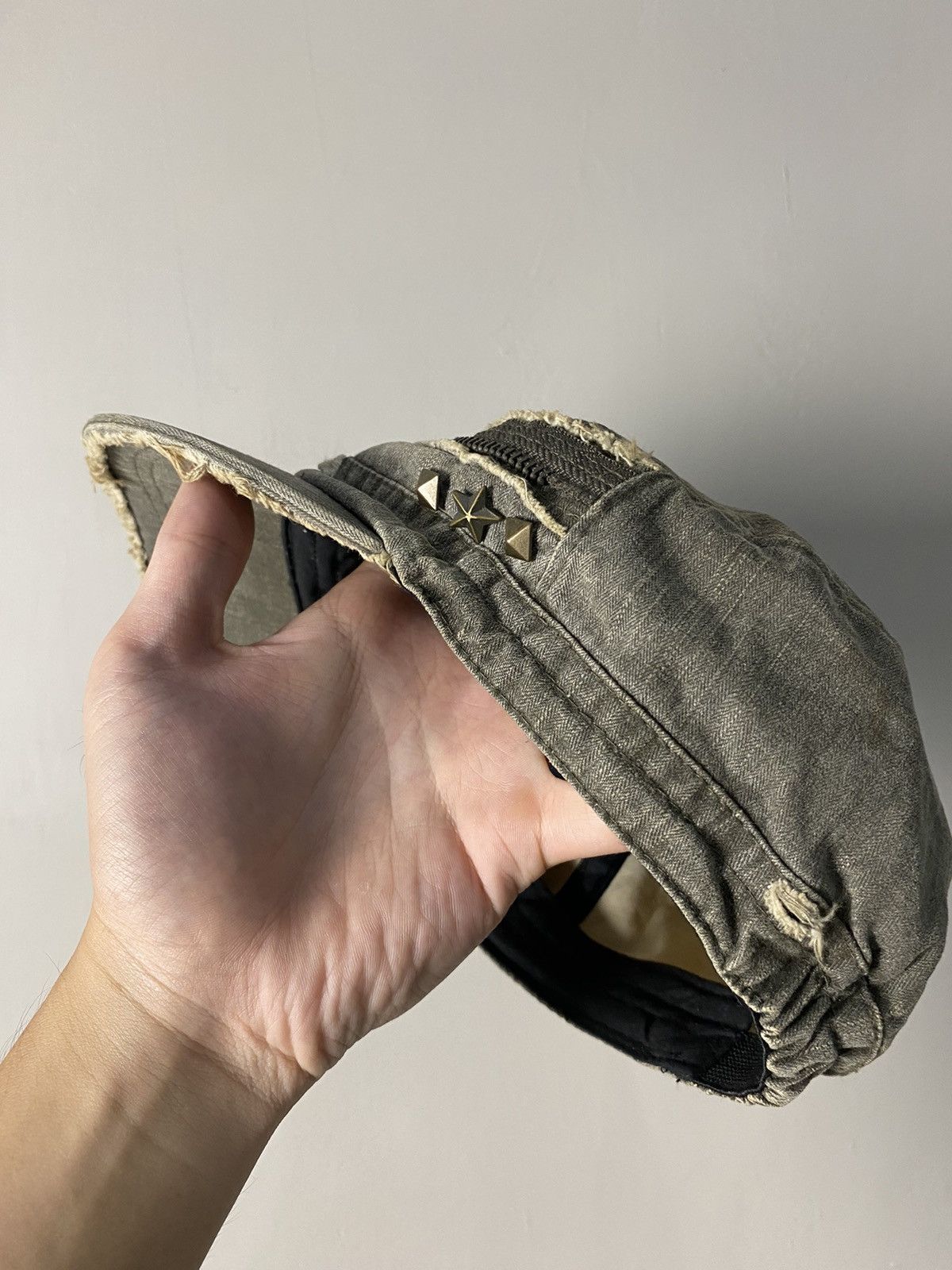 If Six Was Nine × Japanese Brand × Le Grande Bleu (L.G.B.) Cadet Distressed Zip Punk Hat Size ONE SIZE - 6 Thumbnail