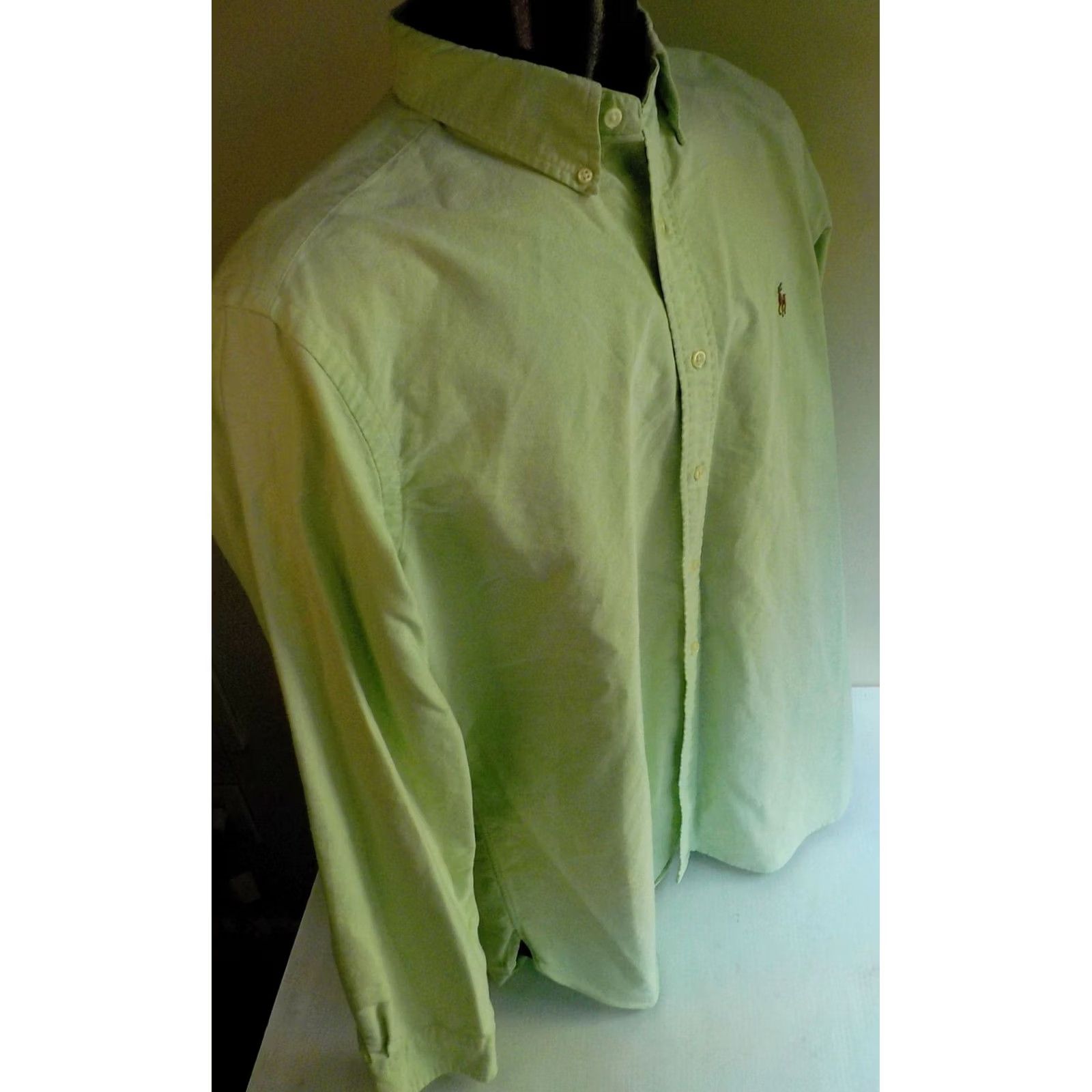 Polo Ralph Lauren RALPH LAUREN Button Down Shirt SZ LG Lime Green 100% Cotton Classic Fit Men's Dress Shirt Size US L / EU 52-54 / 3 - 3 Thumbnail