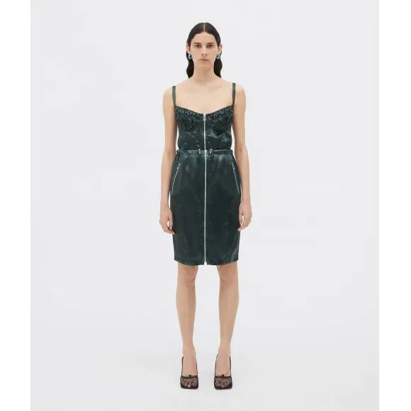 Bottega Veneta o1n1vont1224 Mini Skirt in Green Cupro Size 25" / US 0 / IT 36 - 1 Preview