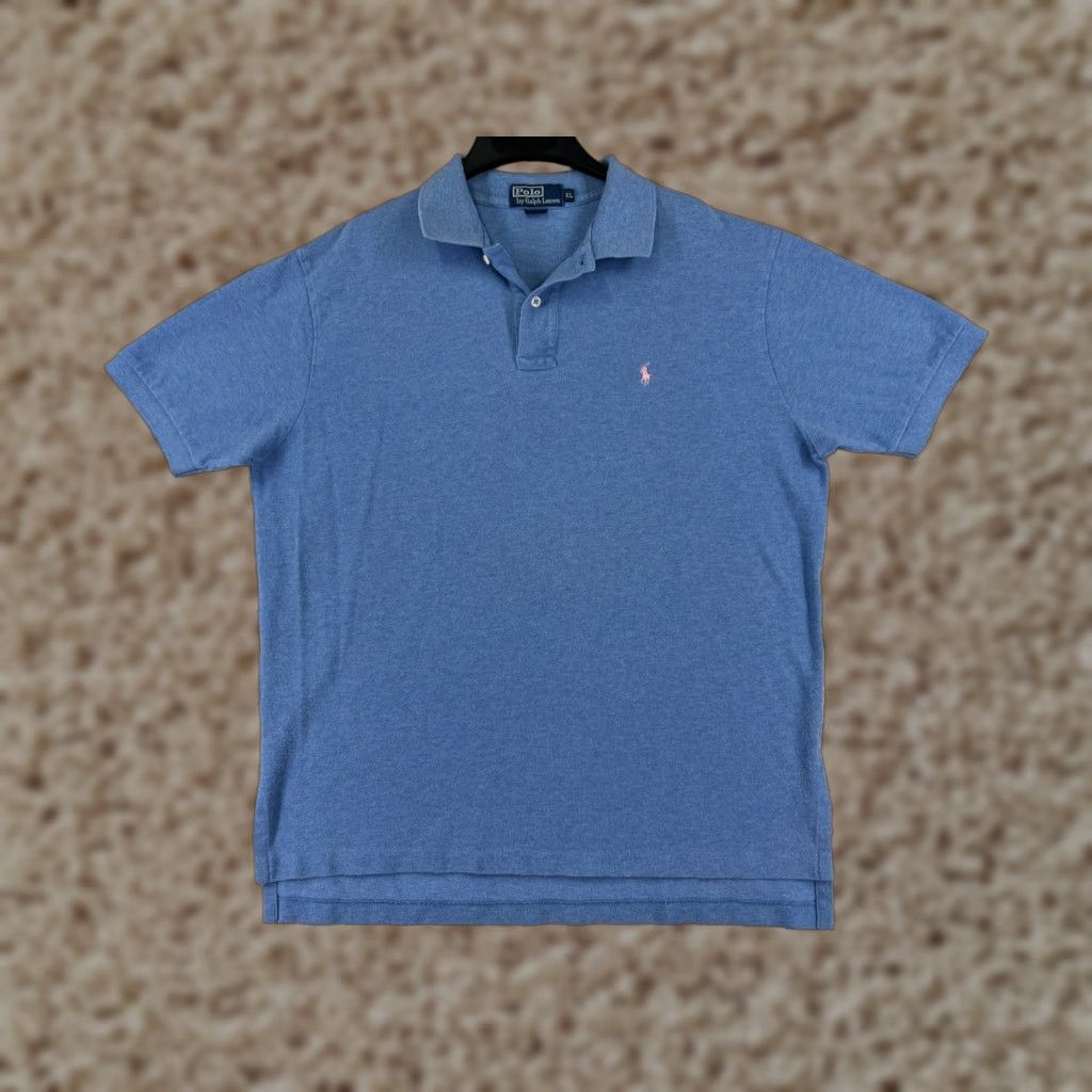 Ralph Lauren VINTAGE Ralph Lauren Shirt Polo Mens XL Blue 100% Cotton Knit Pilling Shirt Size US XL / EU 56 / 4 - 1 Thumbnail