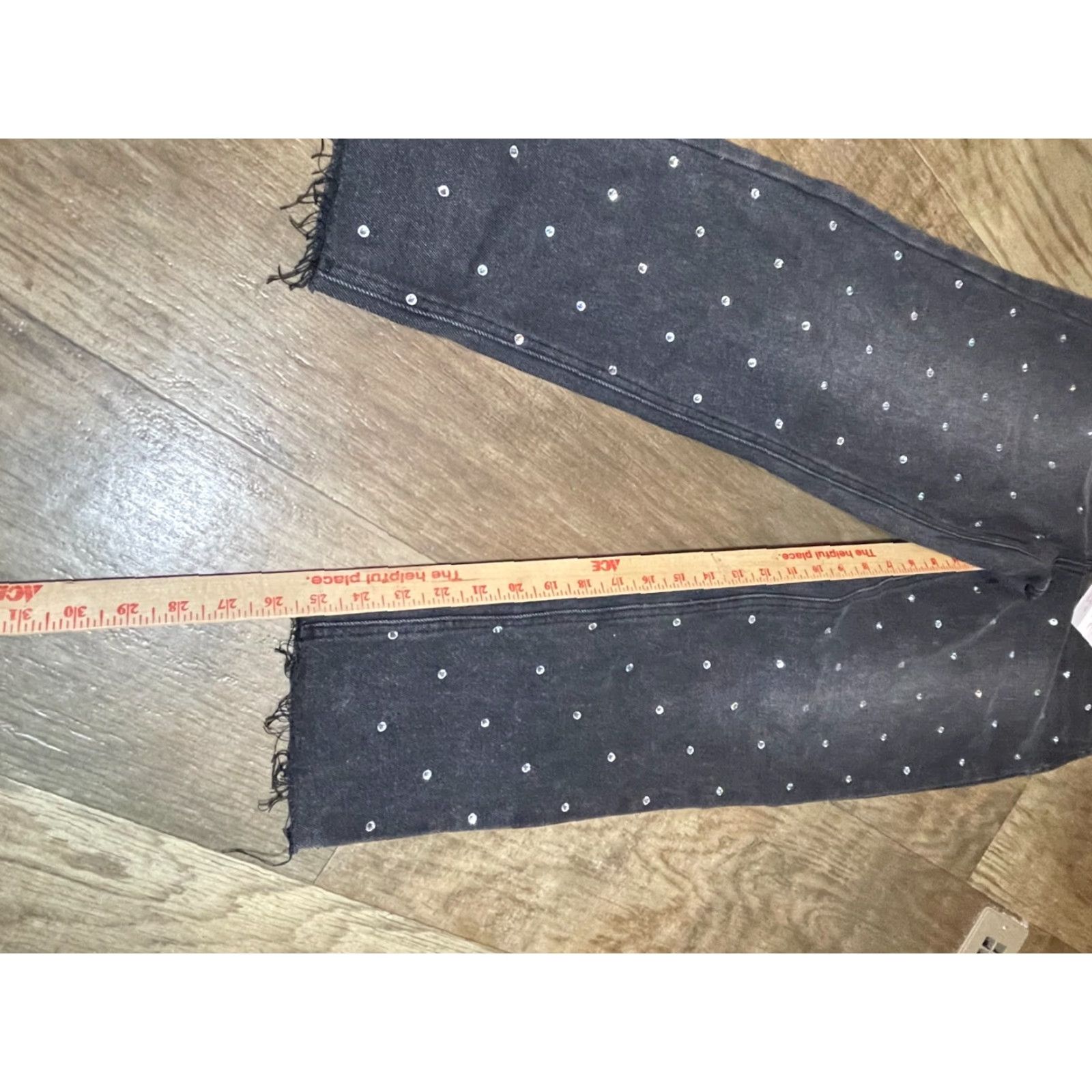 Vintage VINTAGE? No. (Omit) Simple Society Jeans Womens Size 3/26 Black White Polka Dots Super High Rise Size 26" / US 2 / IT 38 - 2 Thumbnail