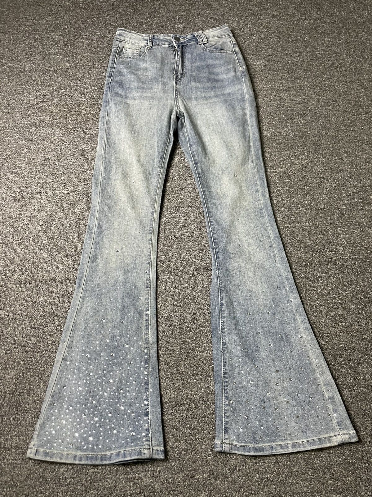 Japanese Brand GRL Beaded Denim Flare Pants (61) Size 24" / US 00 / IT 34 - 2 Thumbnail