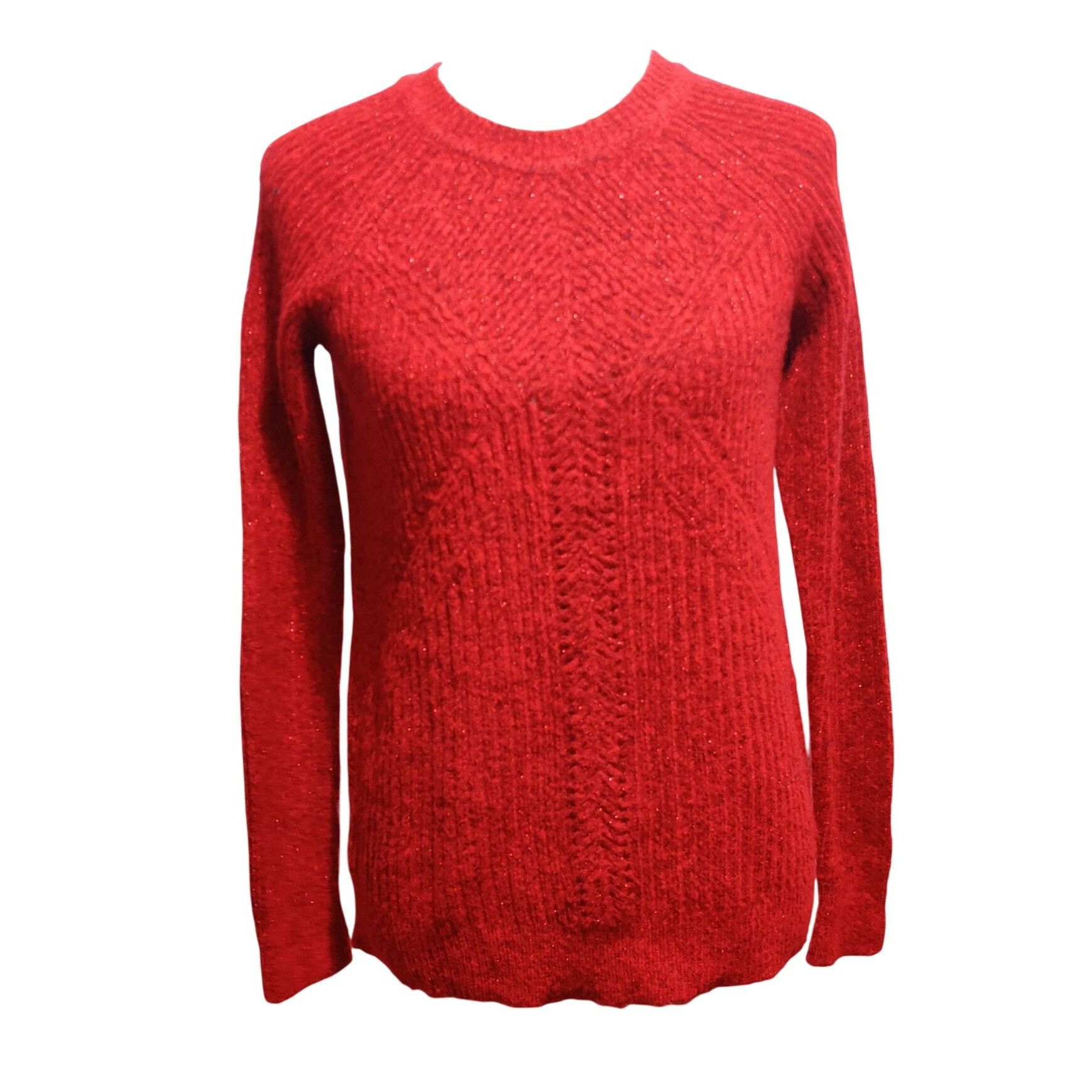 Other APT.9 Small Womens Sweater Red Sparkle Textured Pullover Hol Size S / US 4 / IT 40 - 1 Thumbnail