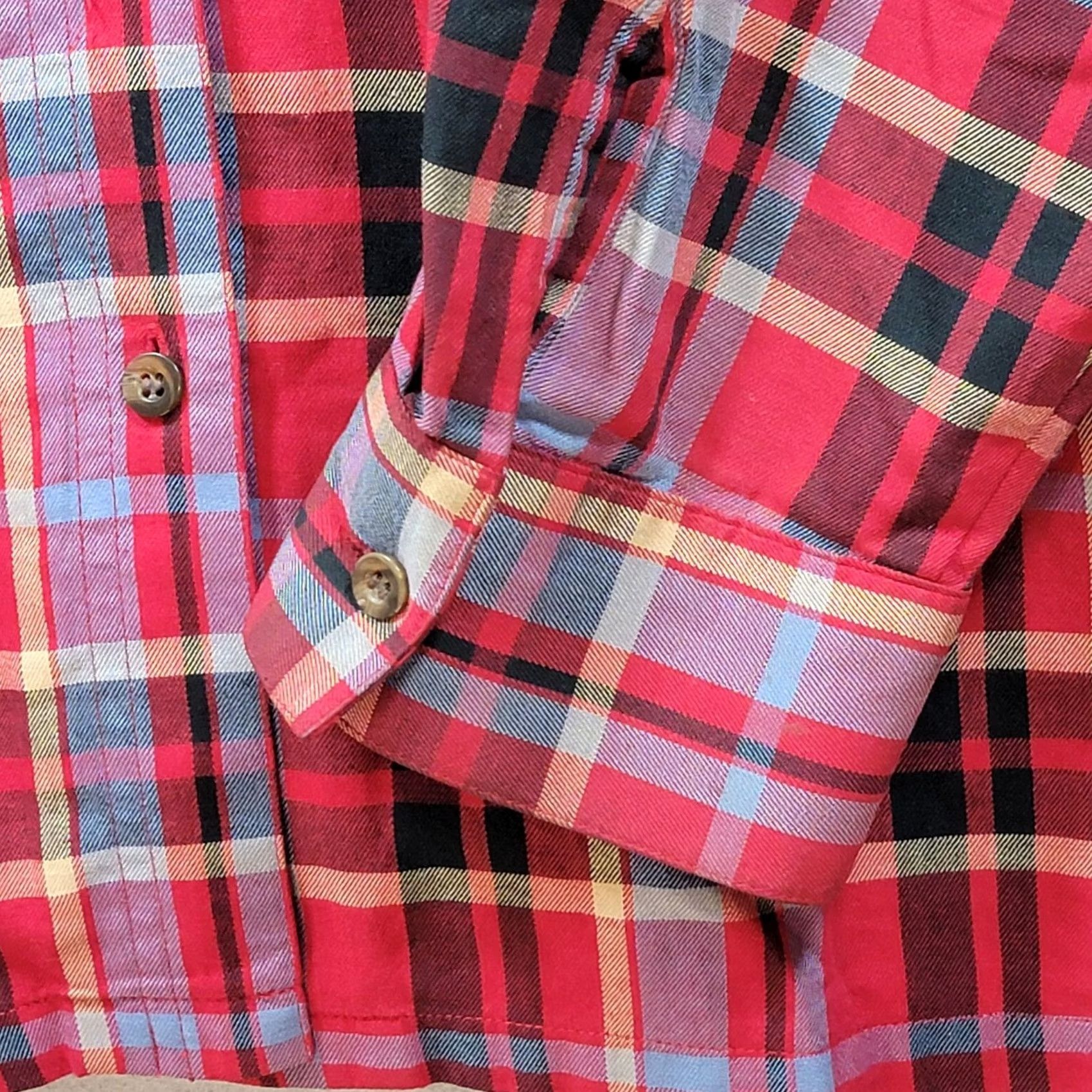 Vintage Stain Resistant Red Plaid Button Shirt Womens 3X Pockets Long Sleeve Tunic Size XXL / US 16-18 / IT 52-54 - 7 Thumbnail