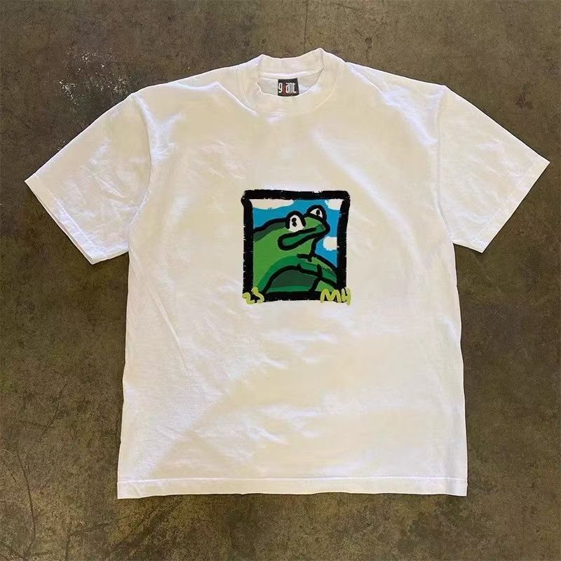 Japanese Brand White washed vintage frog print t-shirt Size US M / EU 48-50 / 2 - 1 Thumbnail