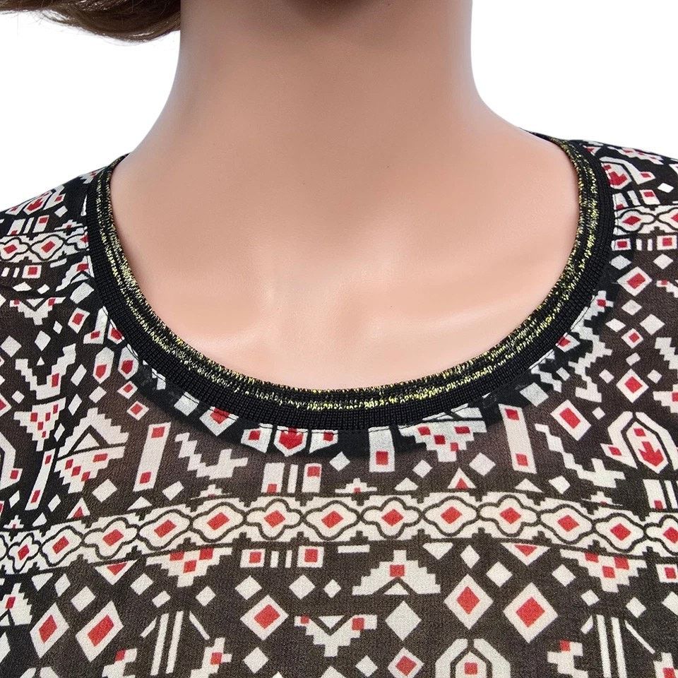 Scotch & Soda Scotch & Soda Blouse Geo Print Contrast Sleeves Gold trim M Size M / US 6-8 / IT 42-44 - 6 Thumbnail