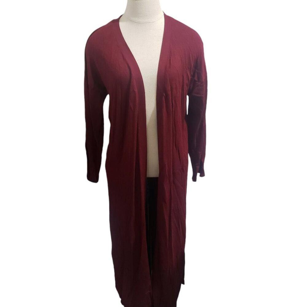 Mango CT1959 Mango MNG Burgundy Knee Length Open Sweater Duster M Size M / US 6-8 / IT 42-44 - 1 Thumbnail
