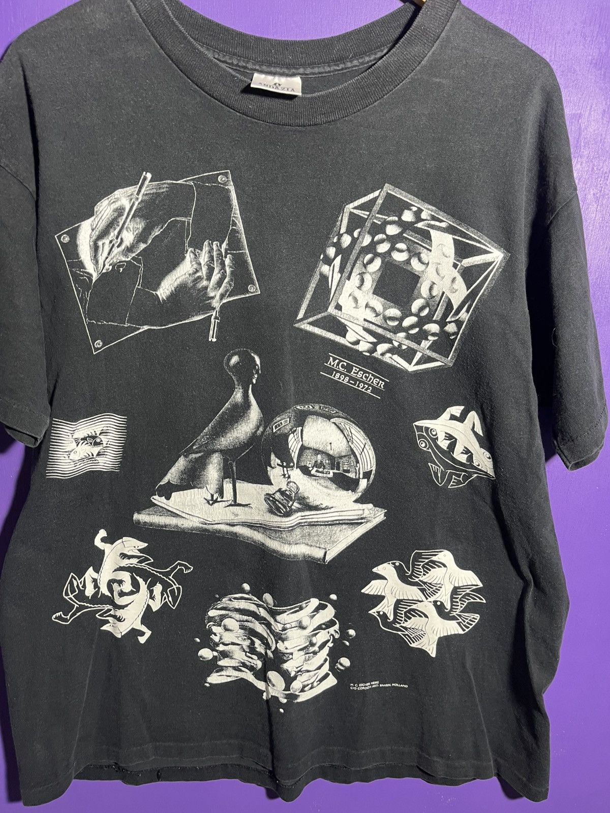 Vintage Vintage 90s MC Escher memorial AOP art tee Size US L / EU 52-54 / 3 - 3 Thumbnail