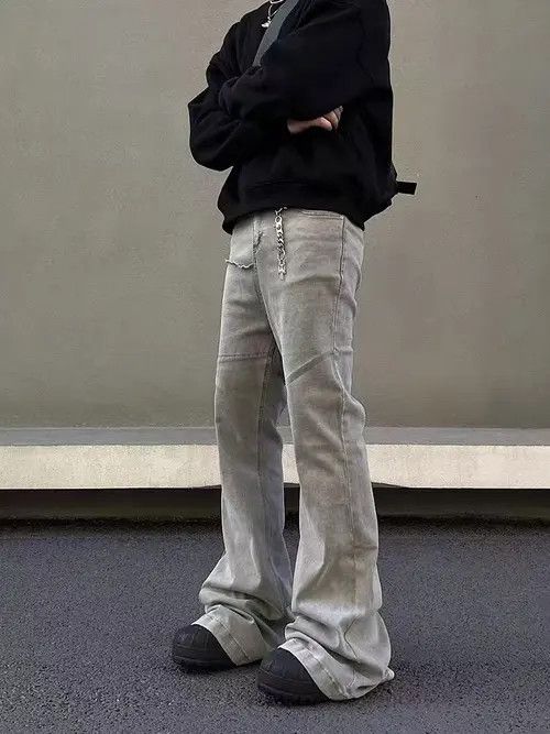 VIBE High Street Gray Straight Micro Flared Jeans Size US 34 / EU 50 - 4 Thumbnail