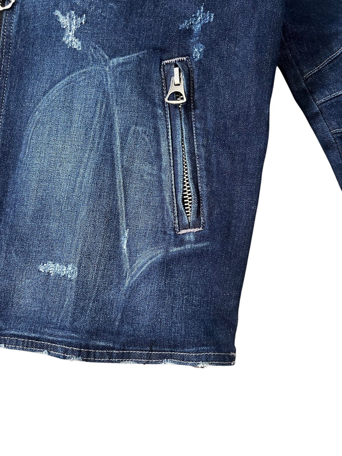 Japanese Brand Semantic Design Damaged Double Collar Denim Jacket Size US S / EU 44-46 / 1 - 7 Thumbnail