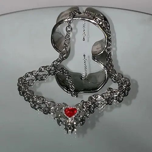 Jewelry Electro Chain Crystal Heart Silver Abstract Star Pop Fantasy Size ONE SIZE - 5 Thumbnail