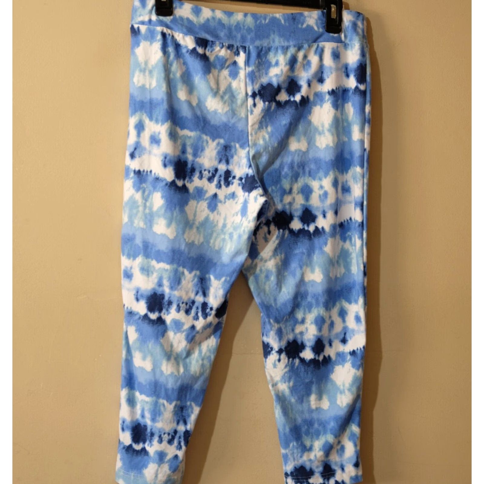 Vintage NWOT Terra & Sky Capri Leggings Tie Dye Blue/White Women's 0X #p95-227 Size 40" / US 18 - 4 Thumbnail