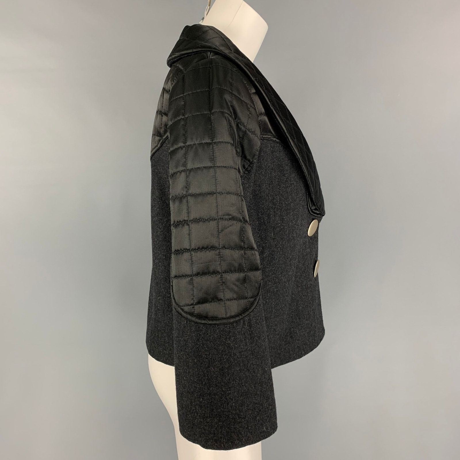 Marc by Marc Jacobs MARC by MARC JACOBS Size 2 Grey Wool Black Quilted Jacket Size XS / US 0-2 / IT 36-38 - 3 Thumbnail