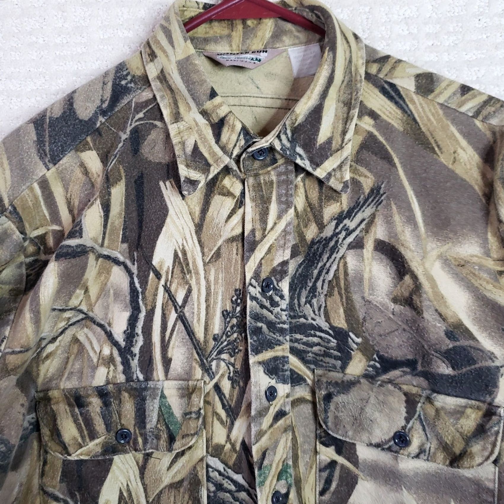 Vintage VINTAGE Winter Run Chamois Flannel Shirt Men's L Long Sleeve Faded Green Camo Button-Up Heavyweight USA Hunt Fishing Duck Blind Size US L / EU 52-54 / 3 - 5 Thumbnail
