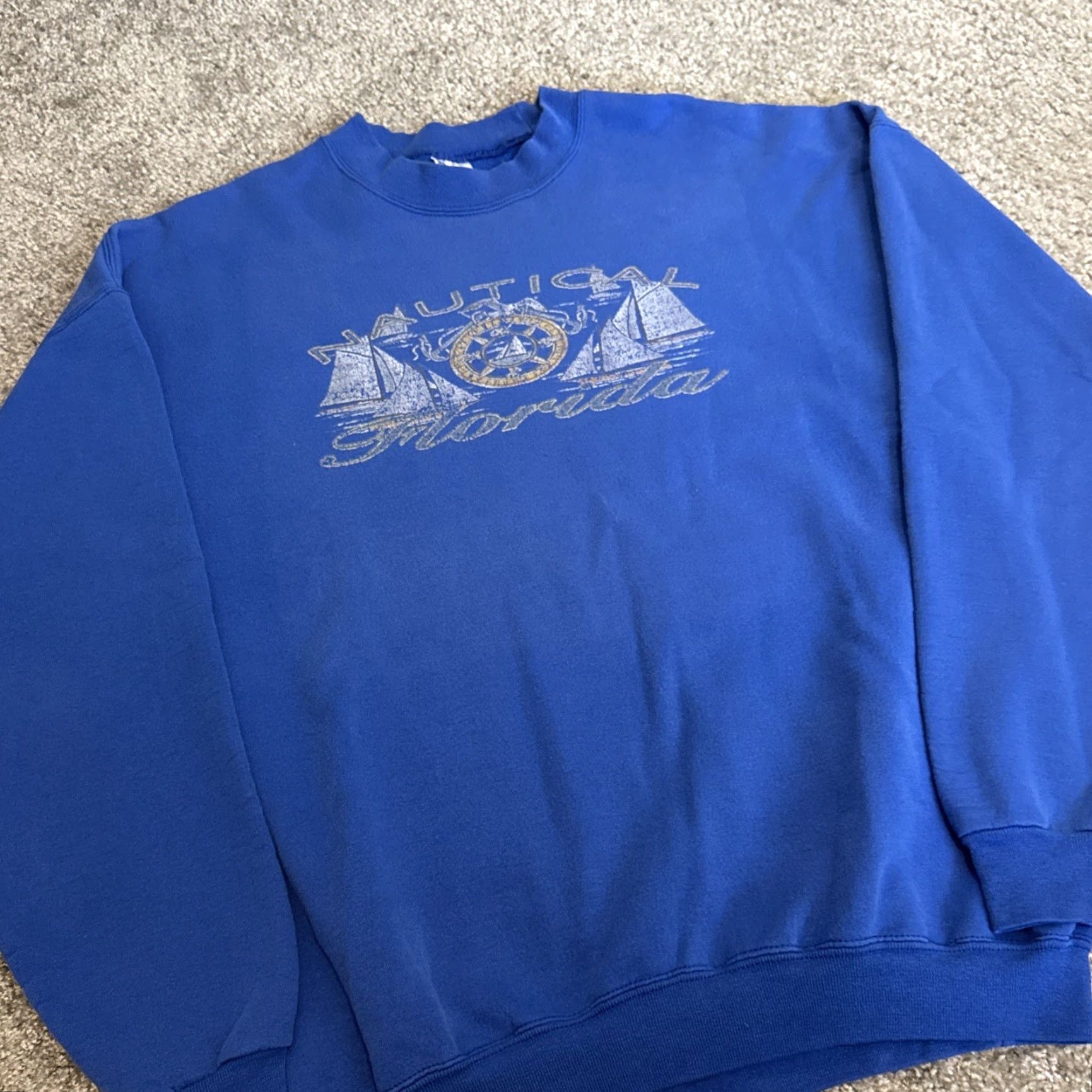 Nautica VINTAGE 90s Nautical Florida Blue Pullover Crewneck Sweatshirt 2XL Beach Vacation Men Size US XXL / EU 58 / 5 - 4 Thumbnail