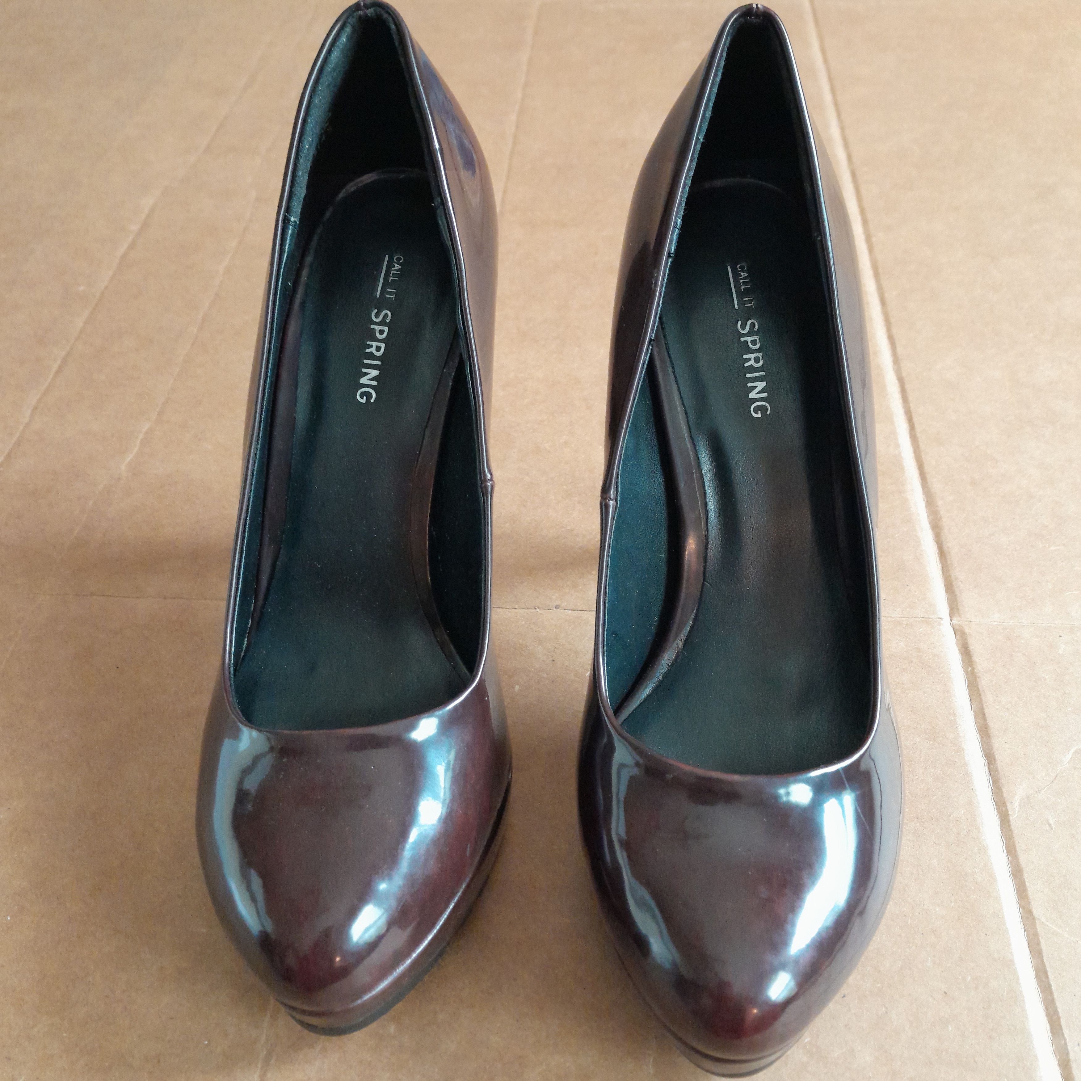 Call It Spring Call It Spring Women’s Glossy Brown 4.5in. Platform Heels Size US 7 / IT 37 - 1 Thumbnail
