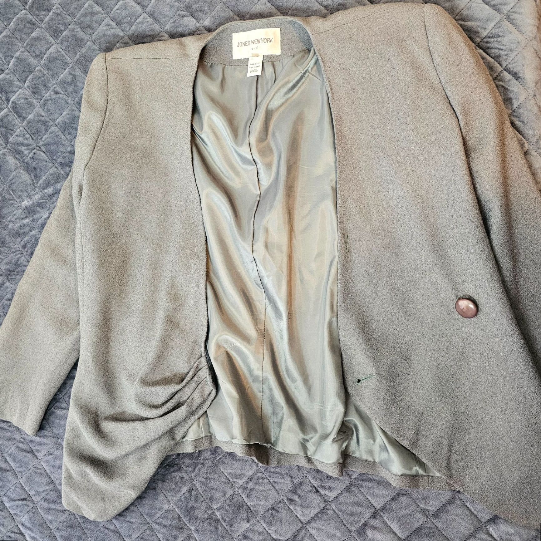 Jones New York VINTAGE Jones New York Skirt Suit Women 14 Green Woven Short Career Business Wool Size 36" / US 14 / IT 50 - 6 Thumbnail