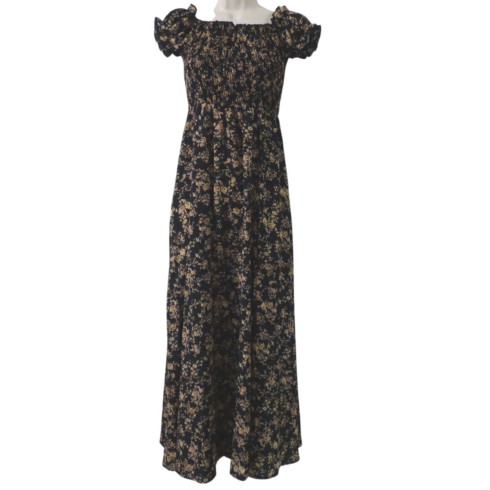 Other Floral Smocked Off-Shoulder Maxi Dress Black Women Size S Size S / US 4 / IT 40 - 1 Thumbnail