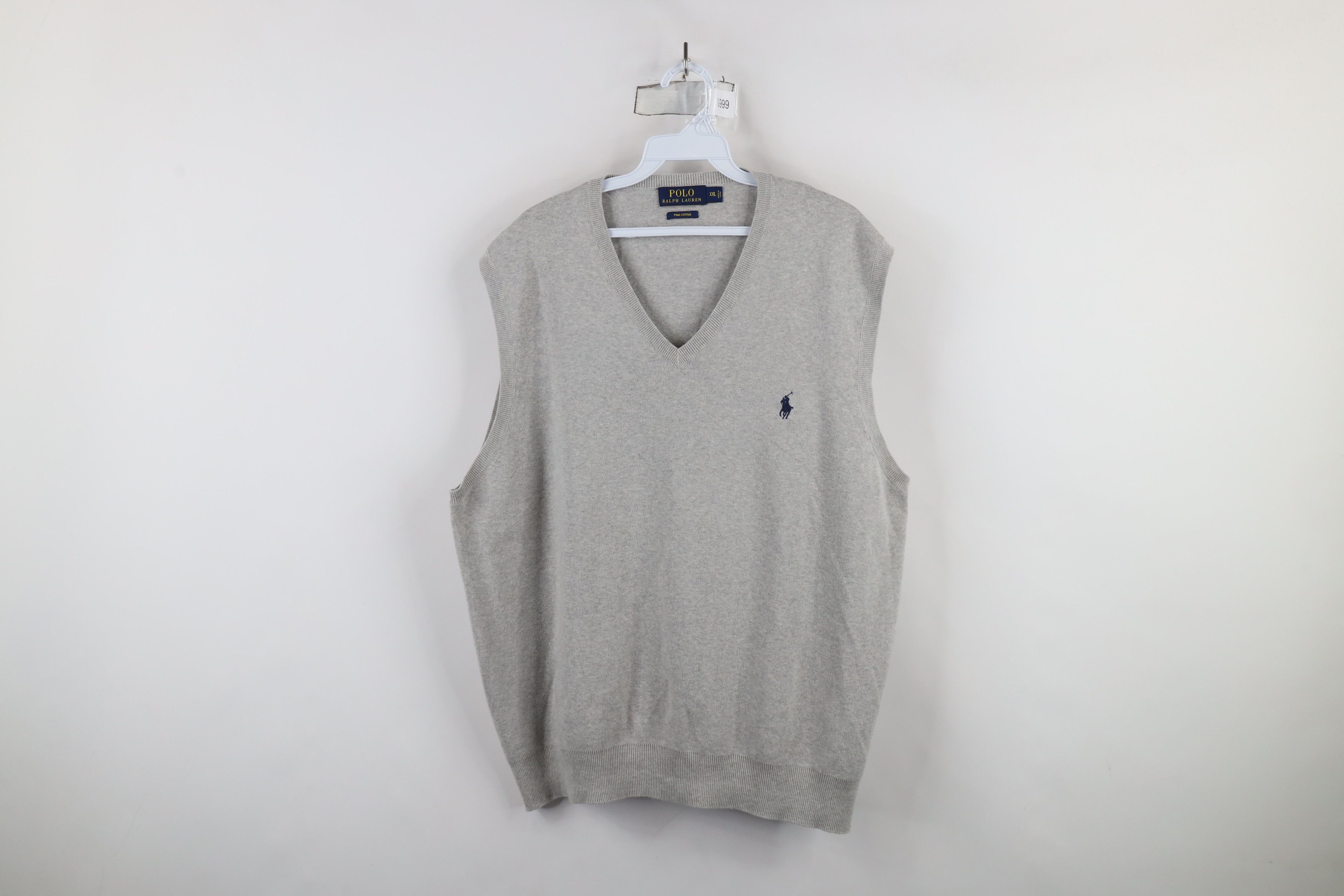 Ralph Lauren × Vintage Vintage Ralph Lauren Cotton Knit Sweater Vest Heather Gray Size US XXL / EU 58 / 5 - 1 Thumbnail