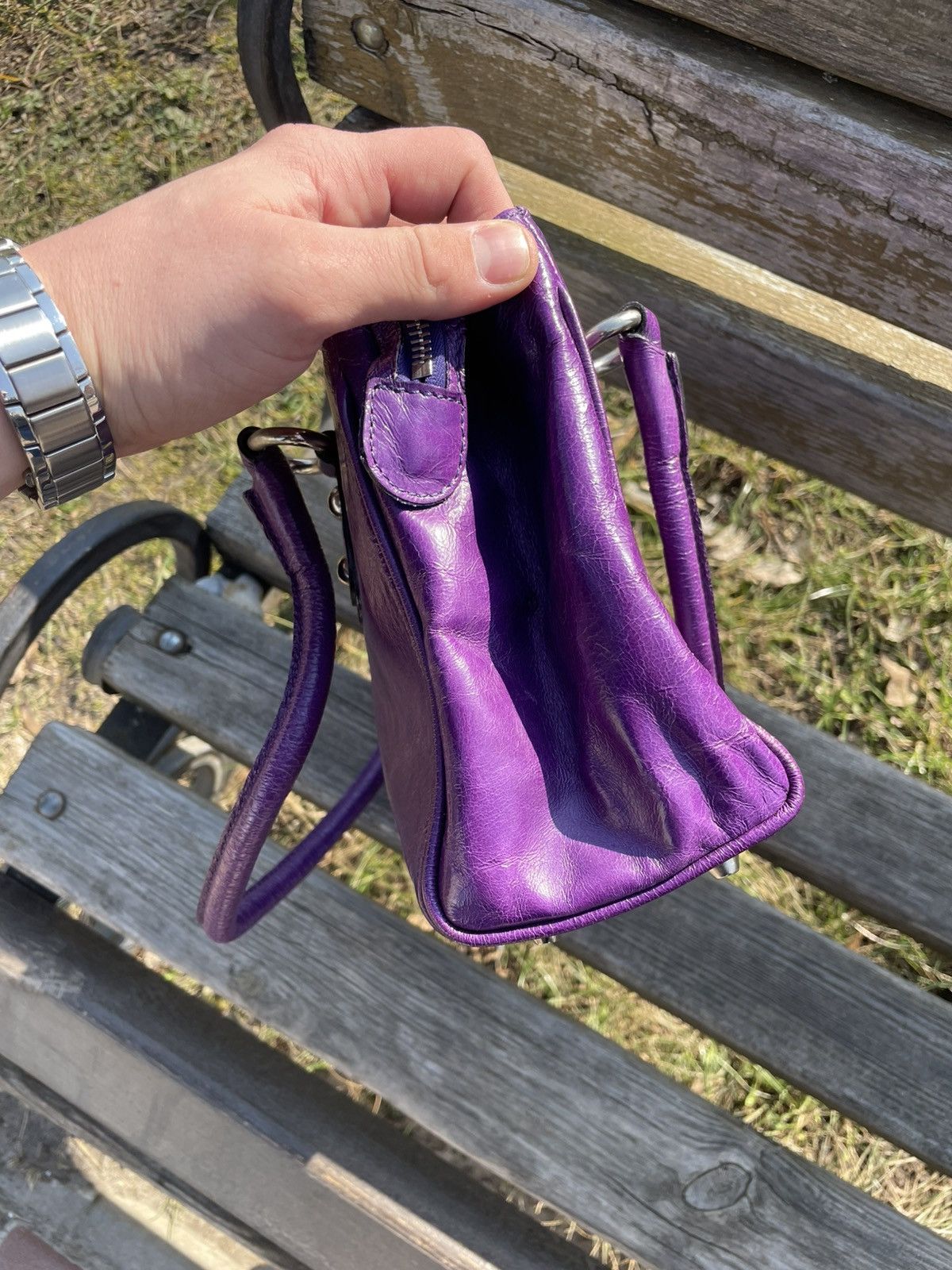 Maison Mollerus Maison Mollerus Violet Leather Bag Size ONE SIZE - 7 Thumbnail