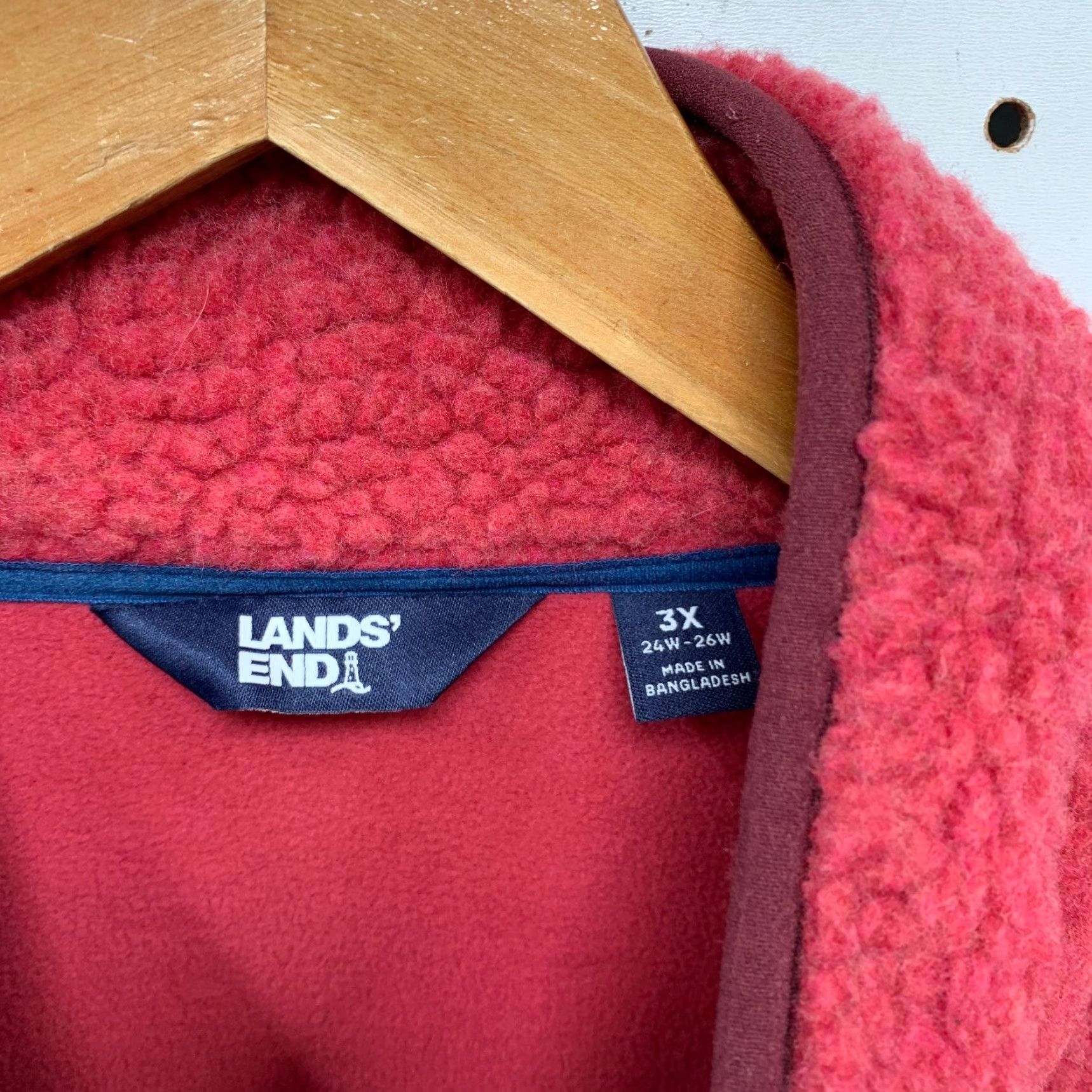 Vintage L.L. Bean Sherpa Jacket Womens Plus 3X Red Fleece Deep Pile Snap Cozy Jacket Size XXL / US 16-18 / IT 52-54 - 4 Thumbnail
