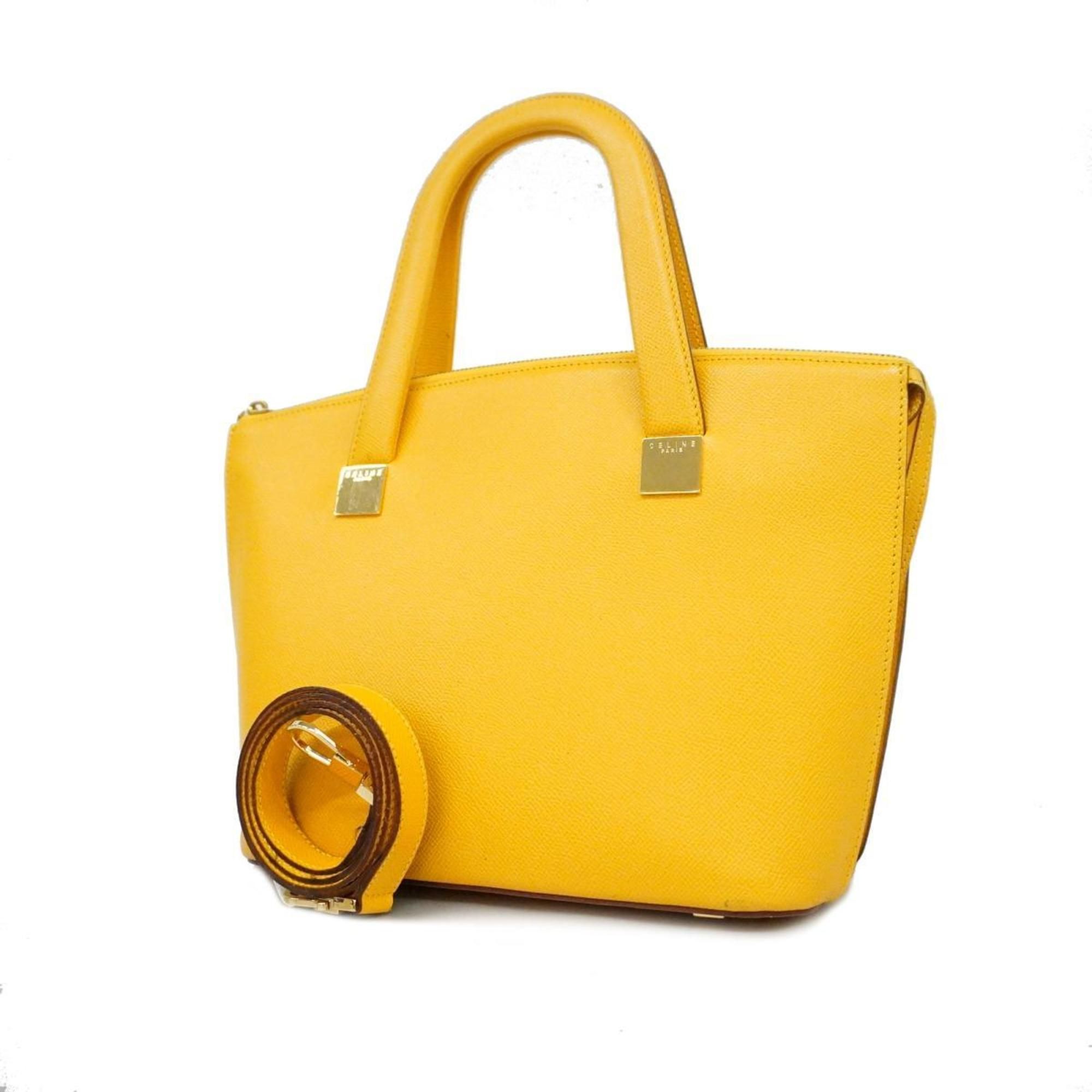 image of Celine Handbag Leather Yellow Ladies, Women's