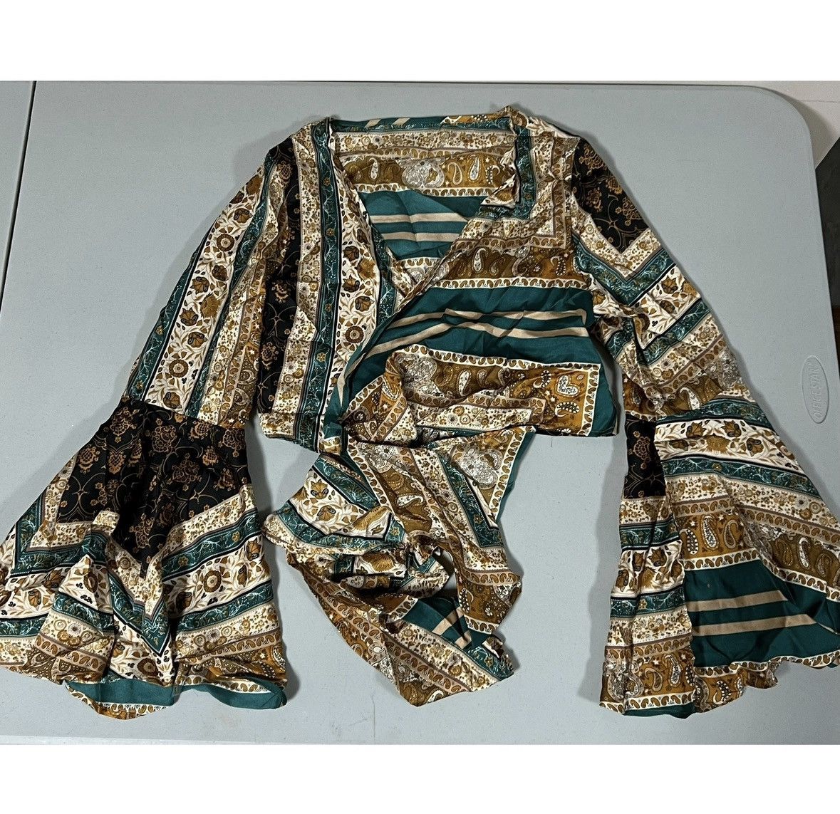 Japanese Brand Brown Floral Paisley Satin Wrap-Around Top Blouse Size M 🌻✨ Size M / US 6-8 / IT 42-44 - 1 Thumbnail