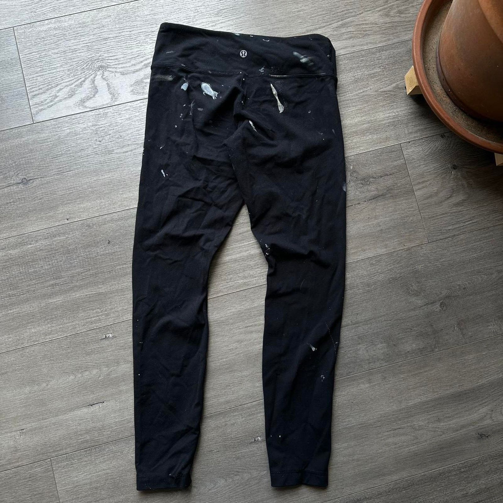 Lululemon × Vintage Painter Thrashed Lulu Lemon Black Leggings Yoga Pants Size 28" / US 6 / IT 42 - 4 Thumbnail