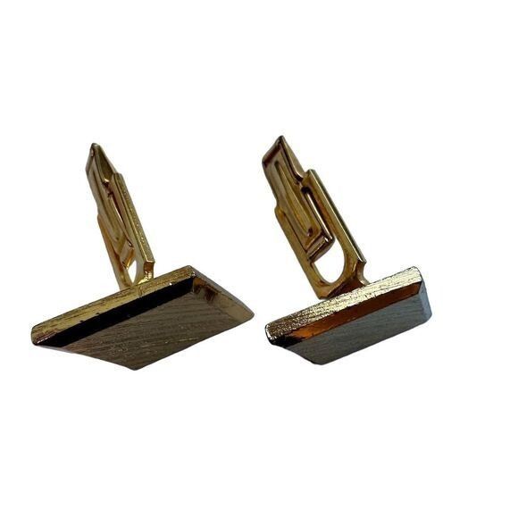 Vintage Vintage Gold-Toned Square Cufflinks 1.75 inches aprox Size ONE SIZE - 5 Thumbnail
