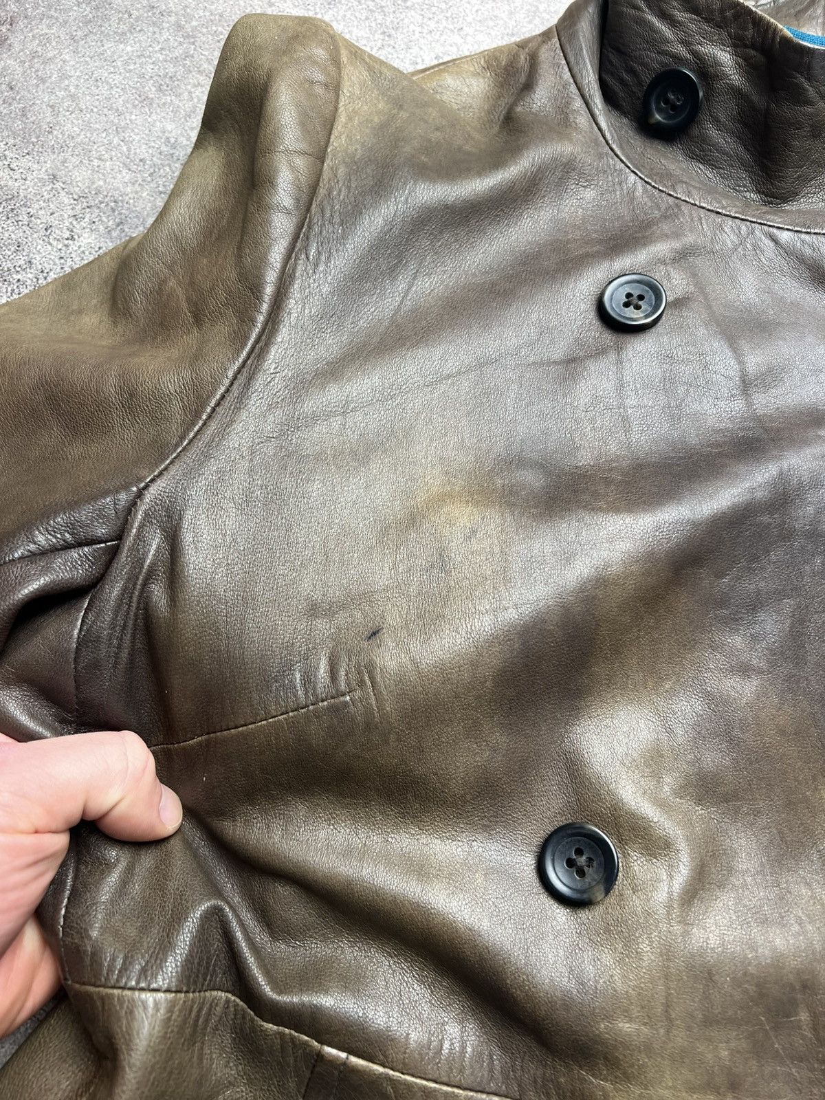Japanese Brand × Vintage Vintage washed obscur style leather coat Size M / US 6-8 / IT 42-44 - 7 Thumbnail