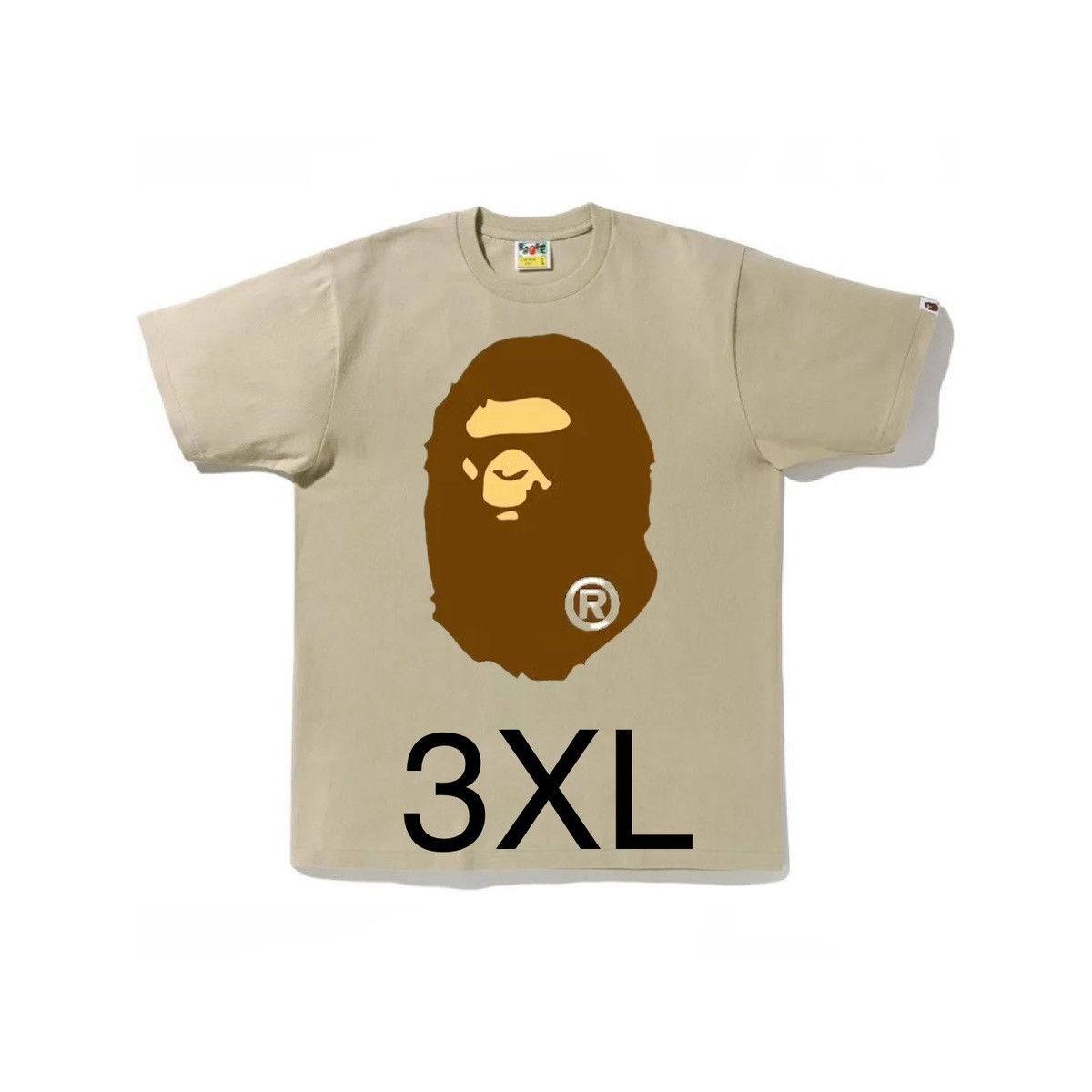 Image of (3Xl)Bape Big Ape Head Tee Beige, Men's (Size 2XL)