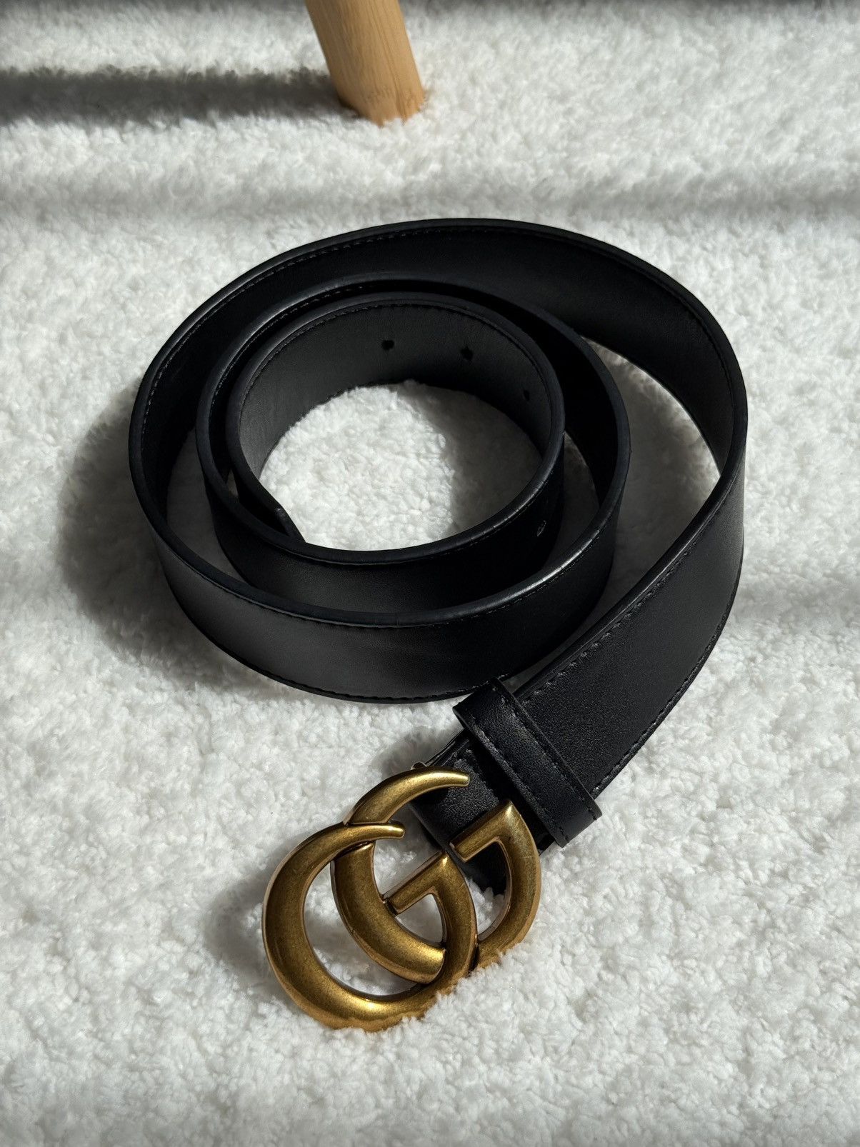Gucci Gucci Belt GG Marmont leather shiny Gold Buckle Size ONE SIZE - 2 Thumbnail