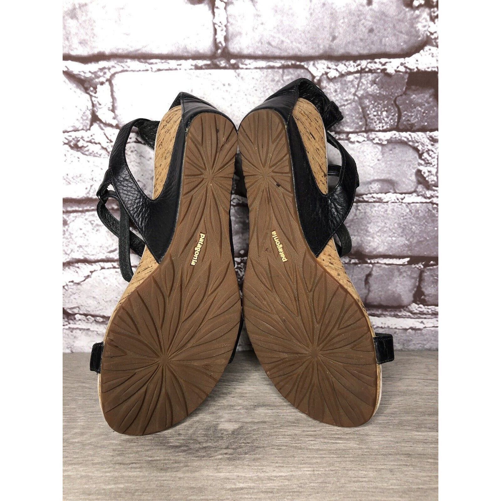 Patagonia Patagonia Black Leather Ankle Strap Cork Wedge Sandals Women Size US 6.5 / IT 36.5 - 6 Thumbnail